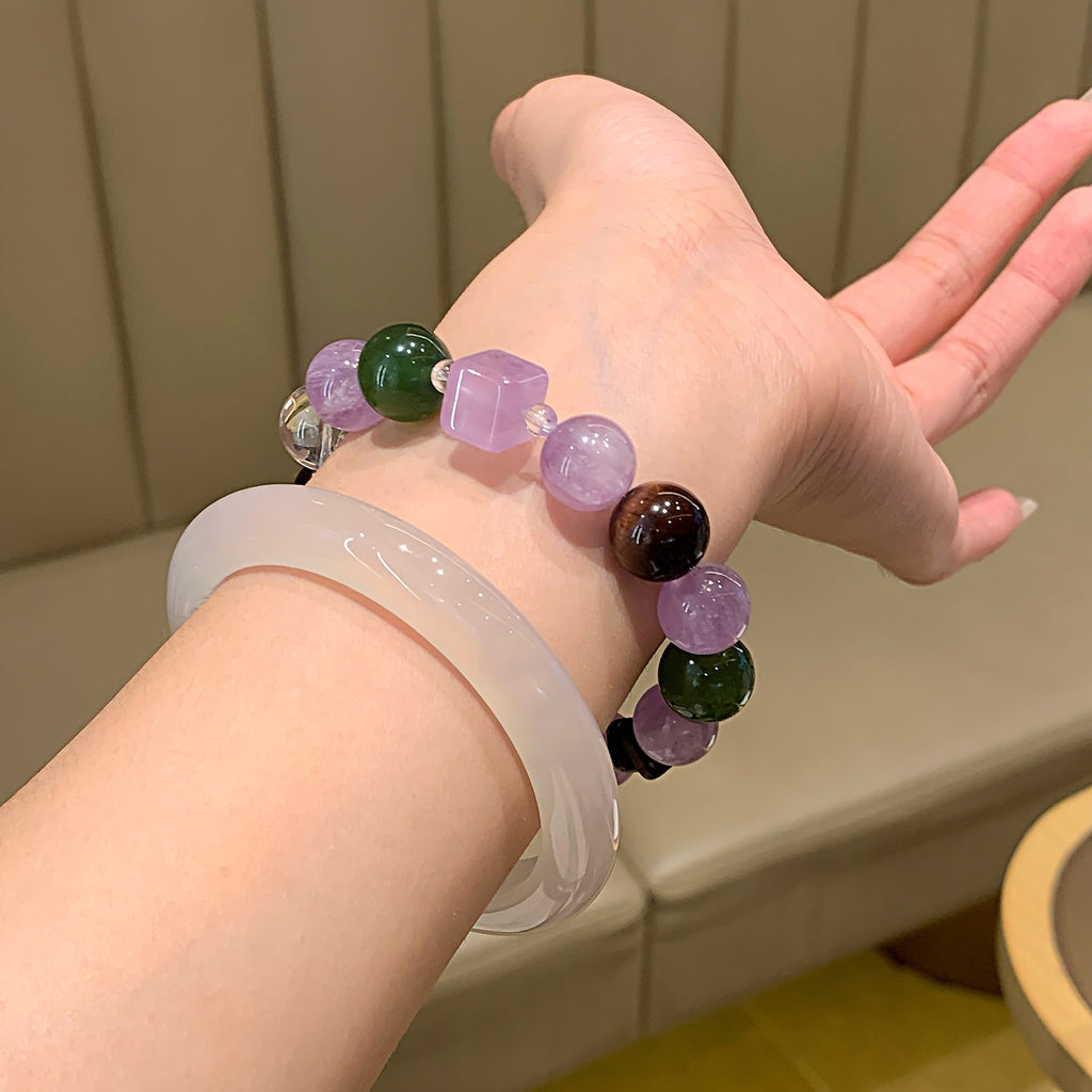 Purple Aura Eastward Nine Purple Fire Natural Crystal Bracelet Fashionable High-End Bracelet Natural Amethyst Bracelet
