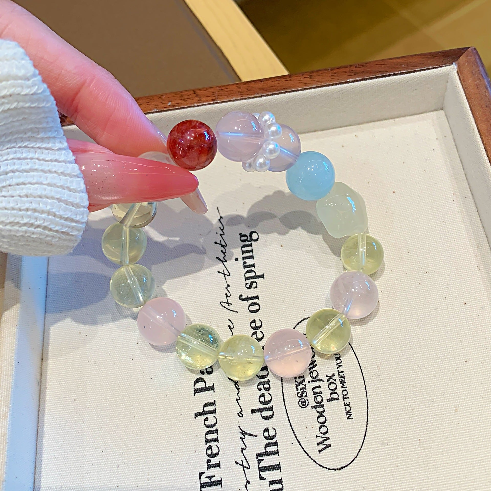 Natural Multi-Gemstone Crystal Bracelet Rose Quartz Crystal Bracelet diy Original Niche Design Pink Crystal Bracelet Crystal