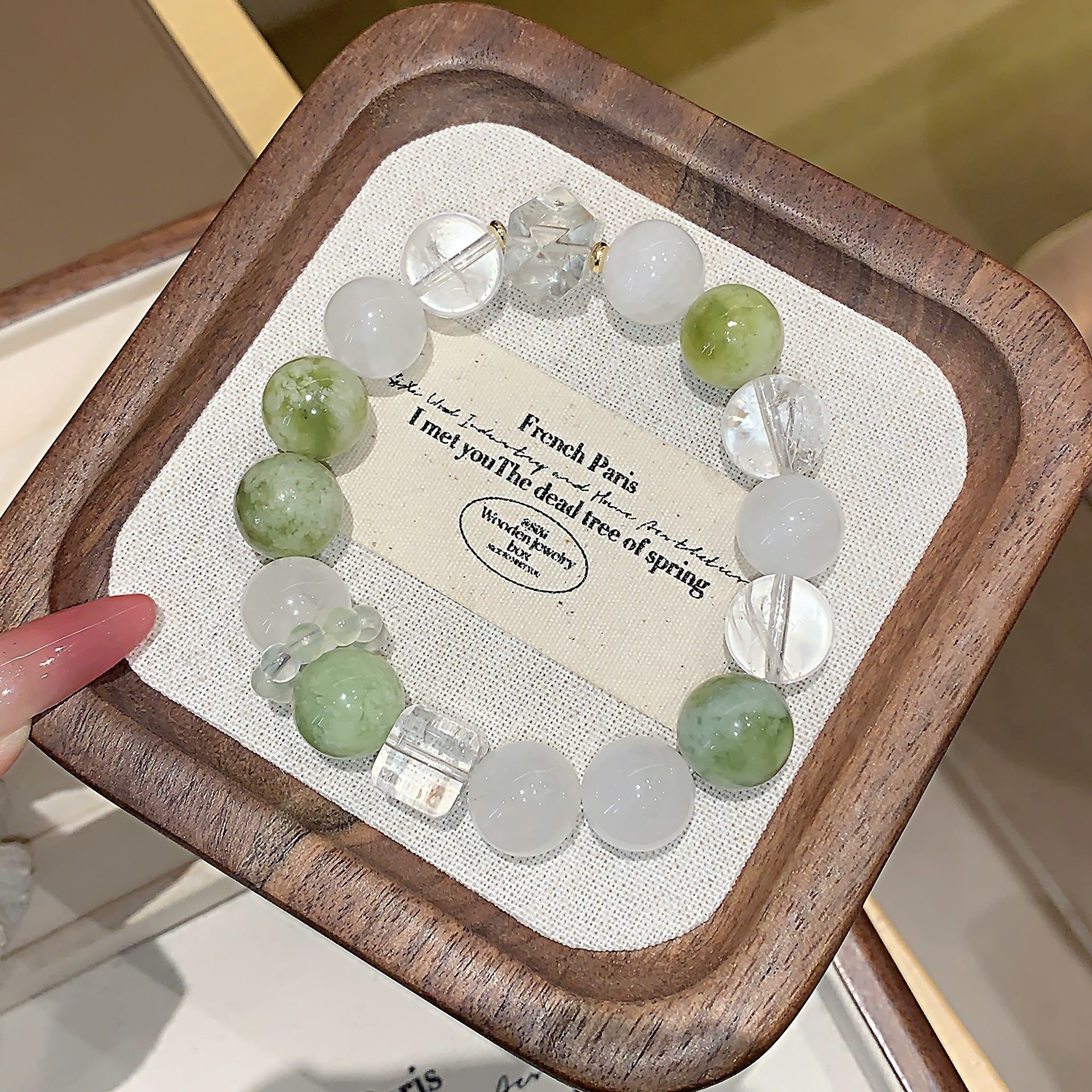 Green Grape Milk Cap White Natural Xiuyan White Crystal Multi-Gem Bracelet for Women Gift Light Luxury Beaded Bracelet Crystal Chain