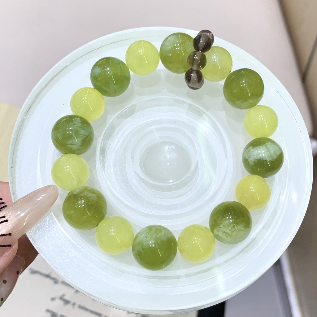 【Spring Mountain Snow】Natural Xiuyan Jade Bracelet Green Grape Milk Cap Xiuyan Crystal Hand Jewelry String Natural Crystal Bracelet