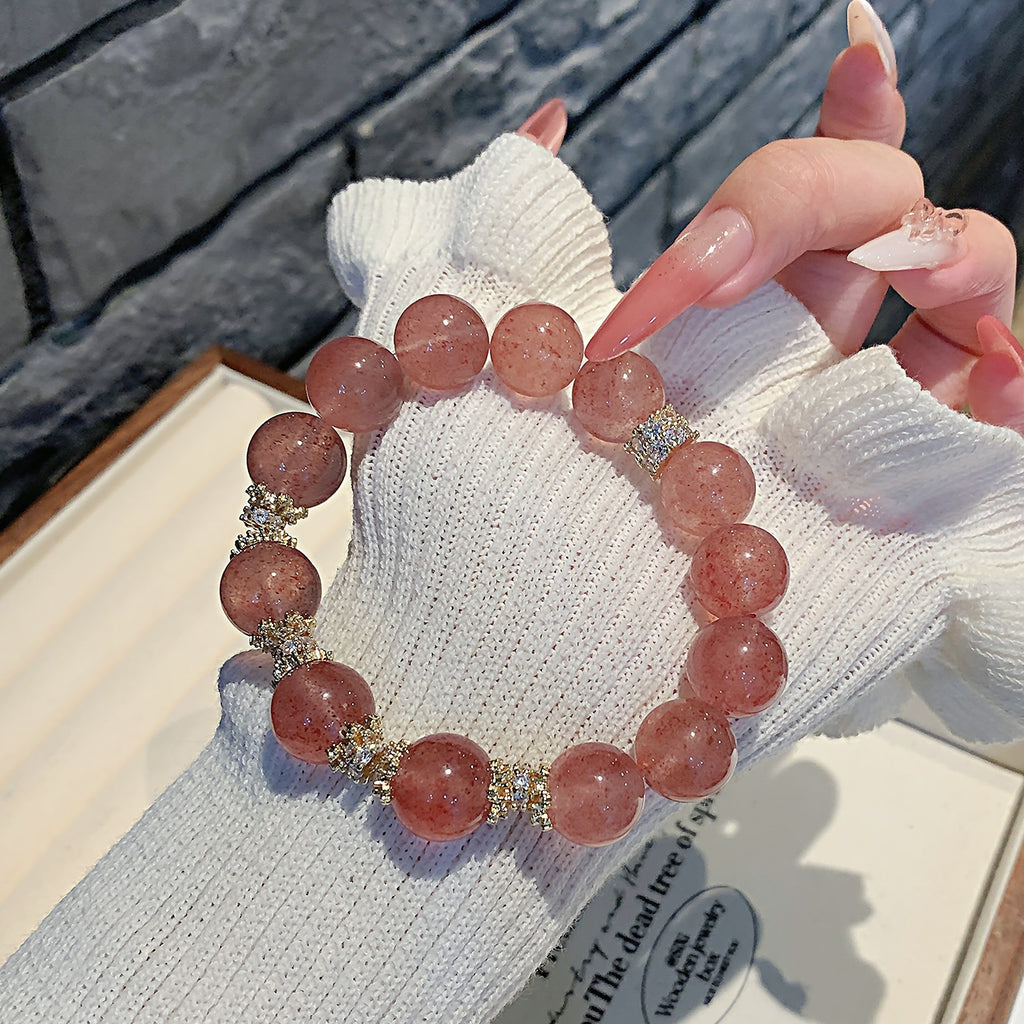 Natural Strawberry Crystal Bracelet Career Fortune Bead Bracelet Niche Design Best Friend Gift Strawberry quartz diy Bracelet