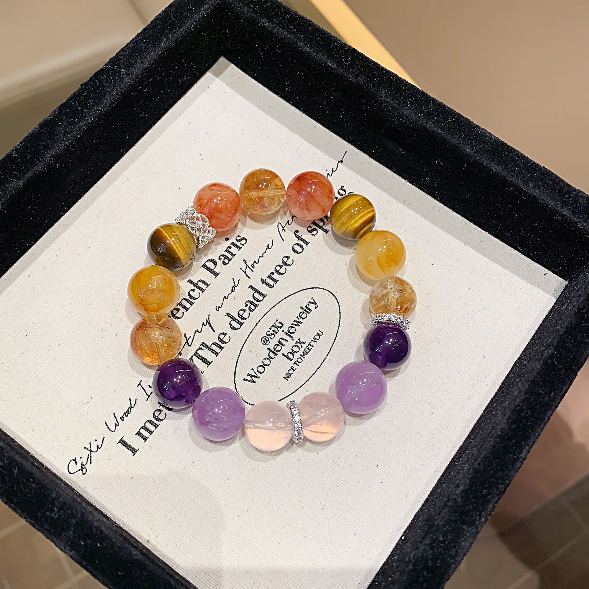 Milad Style Natural Honey Milk Cap Yellow Gum Flower Bracelet Amethyst Milk White Bracelet Transfer Beads Crystal Bracelet