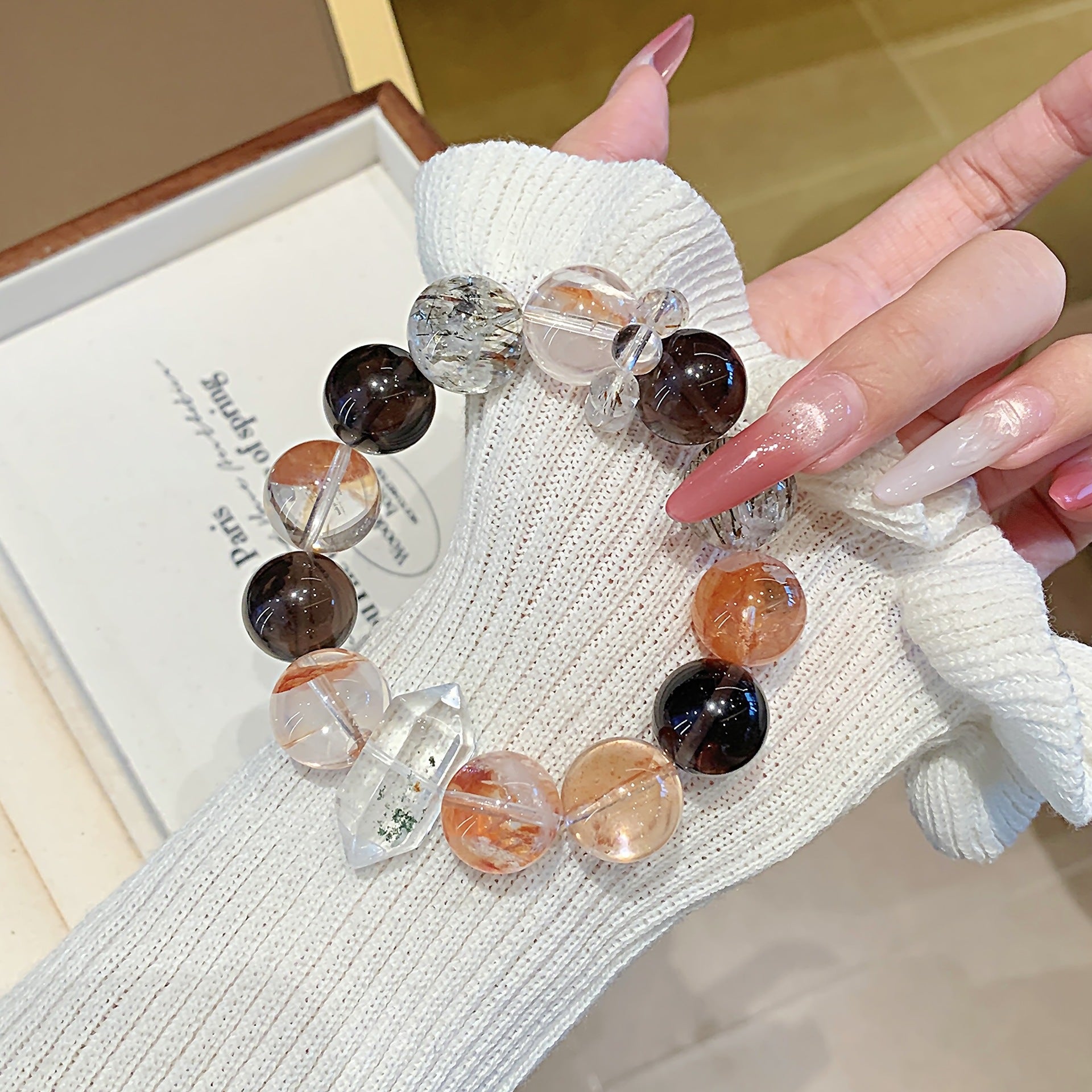 Natural Crystal Bracelet Original Design Jewelry Bracelet Hot-Selling Hand Jewelry Wholesale Red Gum Flower Crystal Bracelet diy