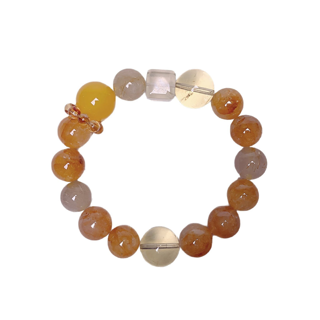 New Fashion Simple Niche Design Yellow Crystal Bracelet Light Luxury Sugar Cube White Crystal Accessories Yellow Gum Flower Bracelet