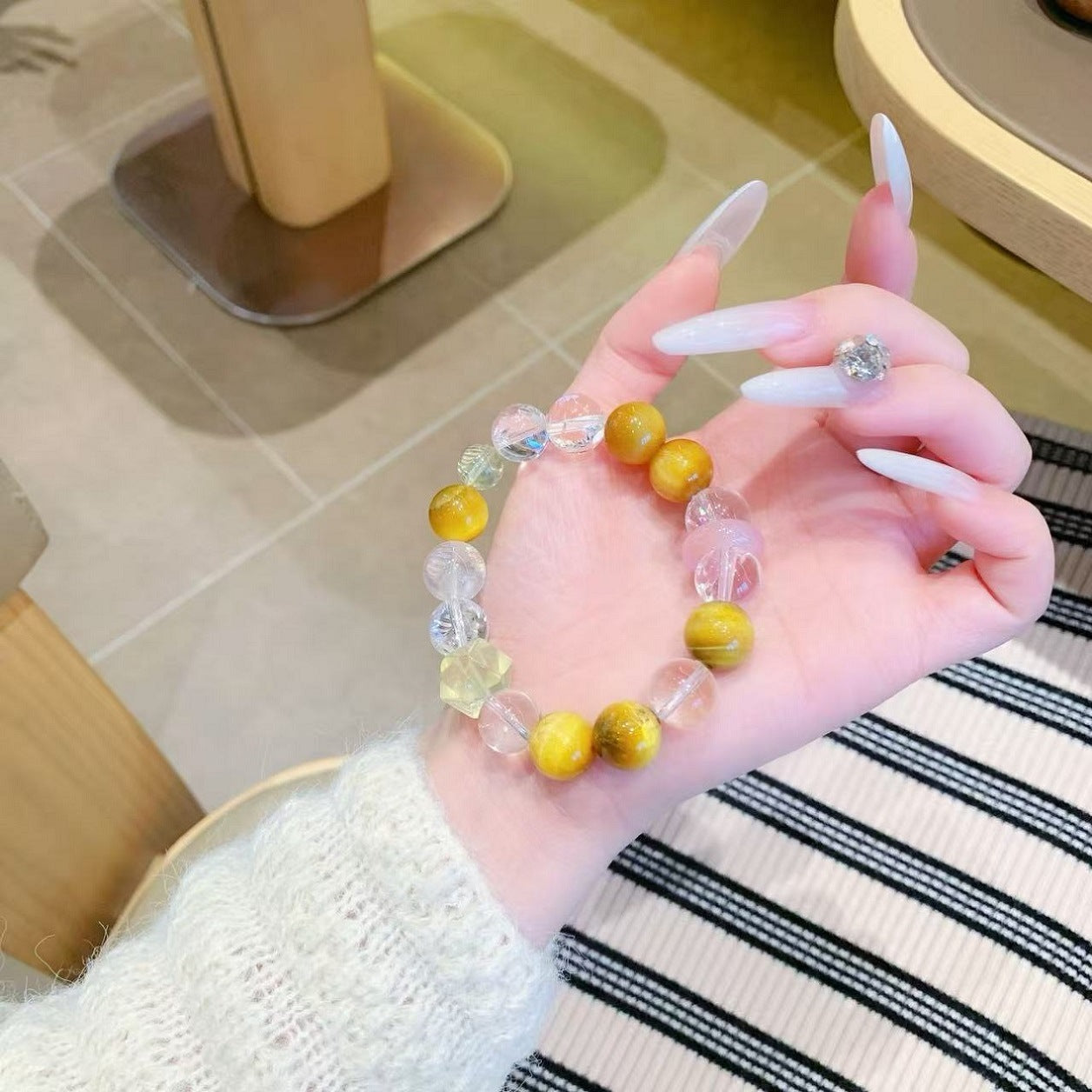 Fortune Tiger Eye Versatile Single Circle Hot-Selling Niche High-End Light Luxury Niche High-End Beaded Women's Bracelet