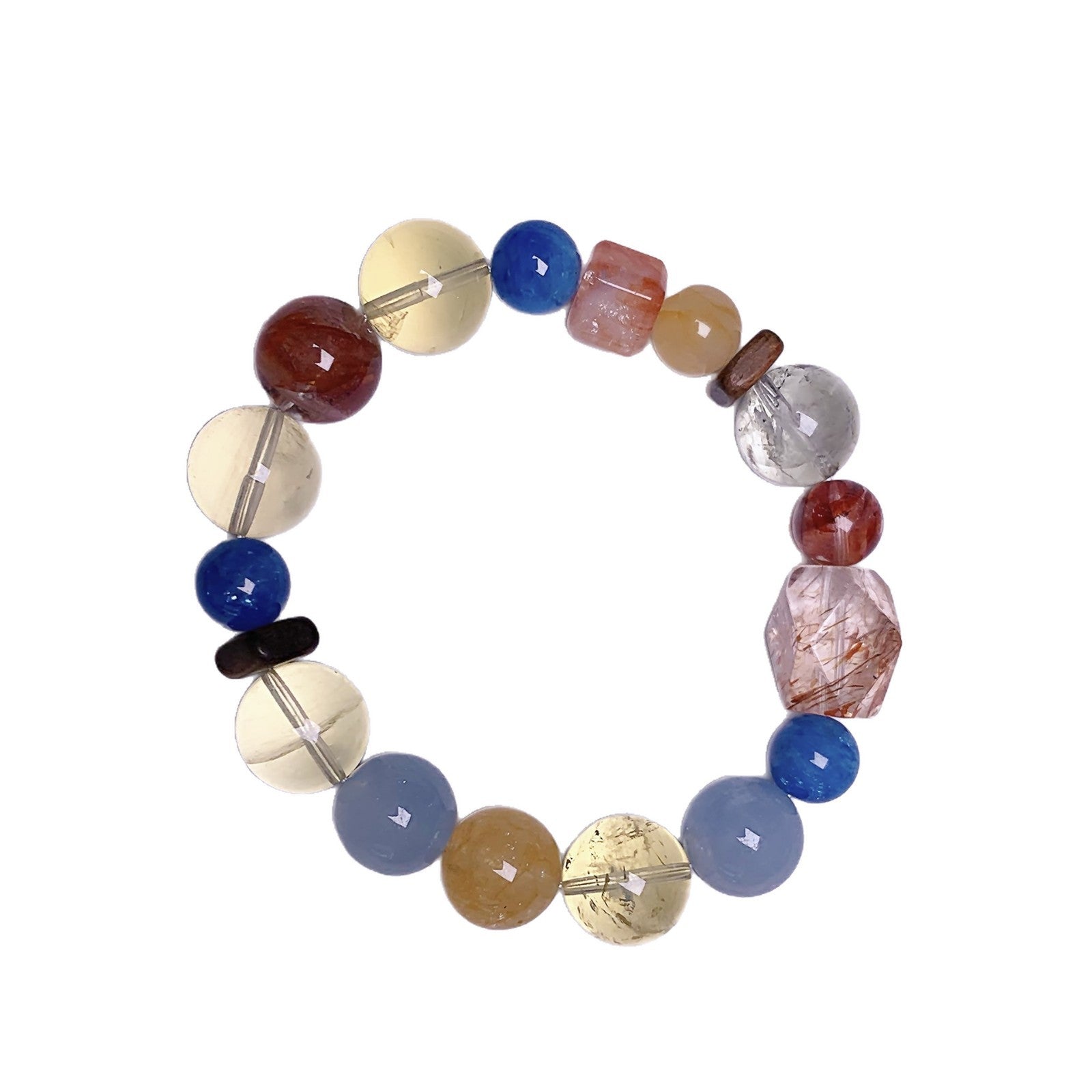 Original Natural Lemon Crystal Bracelet Rainbow Color Multi-Gem Bracelet Jewelry Natural Crystal Multi-Gemstone Bracelet