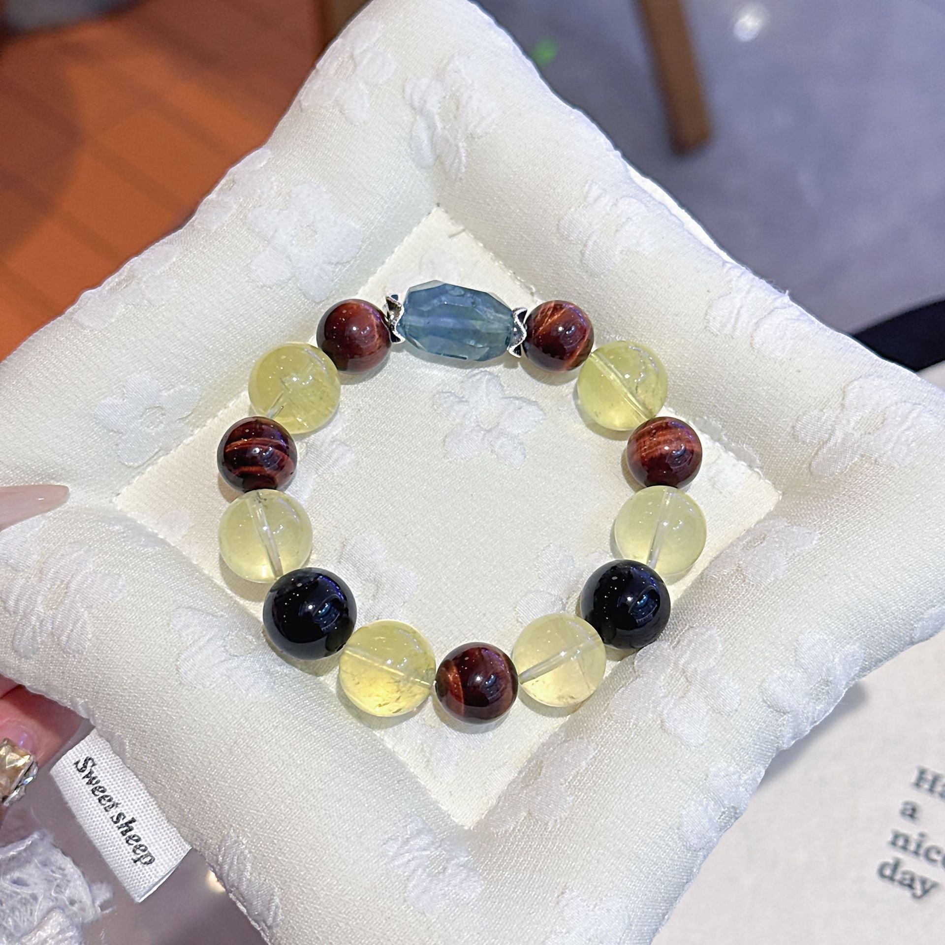 Natural Multi-Gemstone Crystal Bracelet Red Tiger Eye Bracelet Winter Hot-Selling Hand Jewelry Rainbow Multi-Treasure Dopamine Hand Crystal