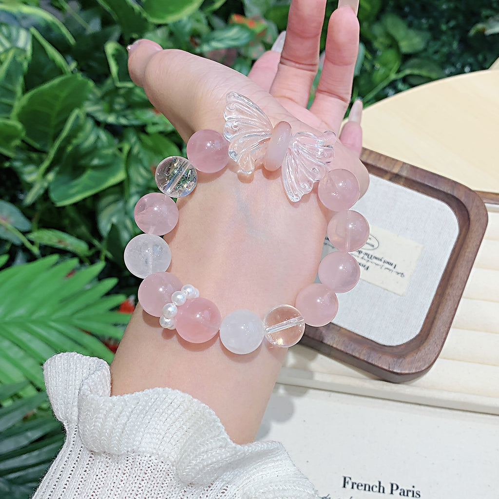 High-quality Natural Rose Quartz Girl Bracelet Original Design Niche Light Luxury Style Gift Bracelet Ketang Jewelry Factory