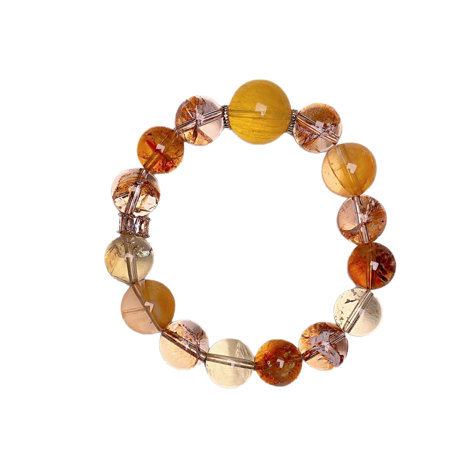 Natural Crystal Wholesale Hand Jewelry String Paired with Natural Lemon Quartz Wealth-Attracting Beads Original Design Yellow Pagoda Crystal Bracelet