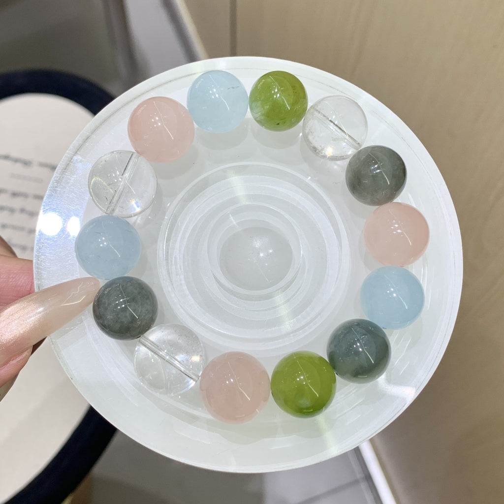 Gentle Pink Series DaZuobao Natural Pink Crystal Bracelet Large Particle Aquamarine White Crystal Women's Jewelry String