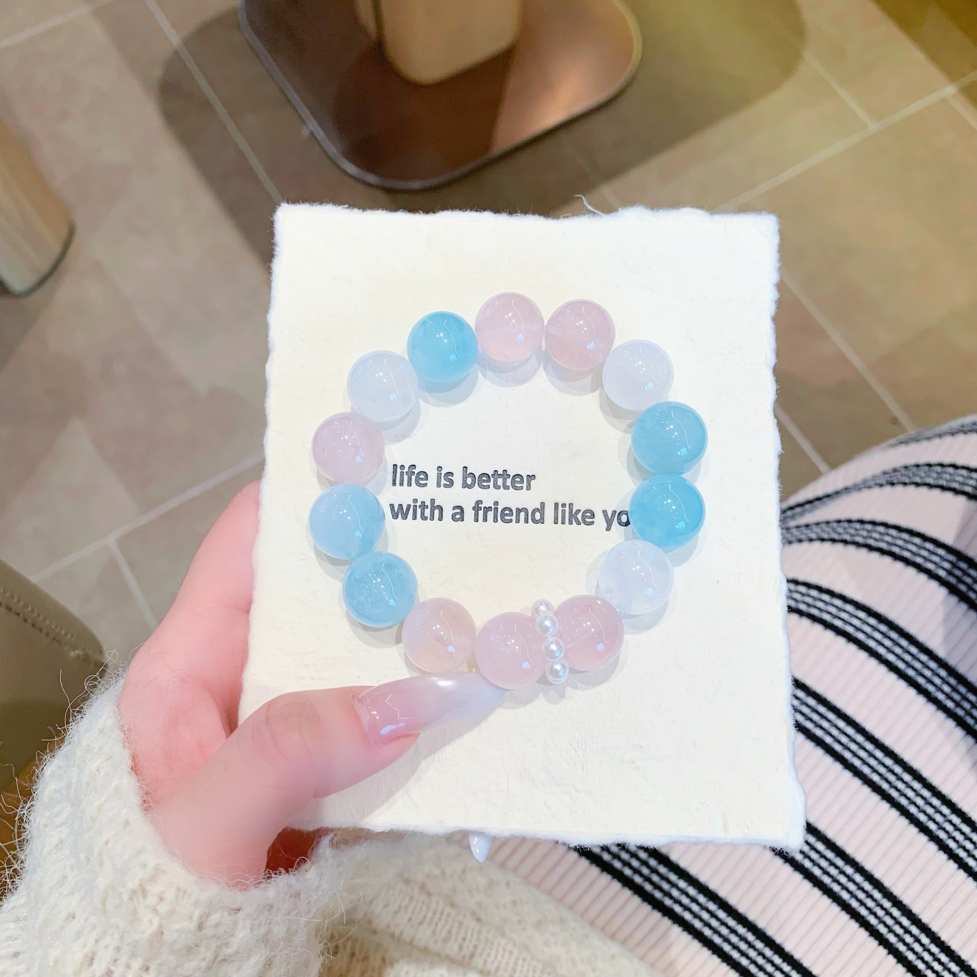 Natural Crystal Multi-Gem Bracelet Aquamarine Pink Crystal White Ghost Original Design Bracelet Manufacturer Wholesale Bracelets