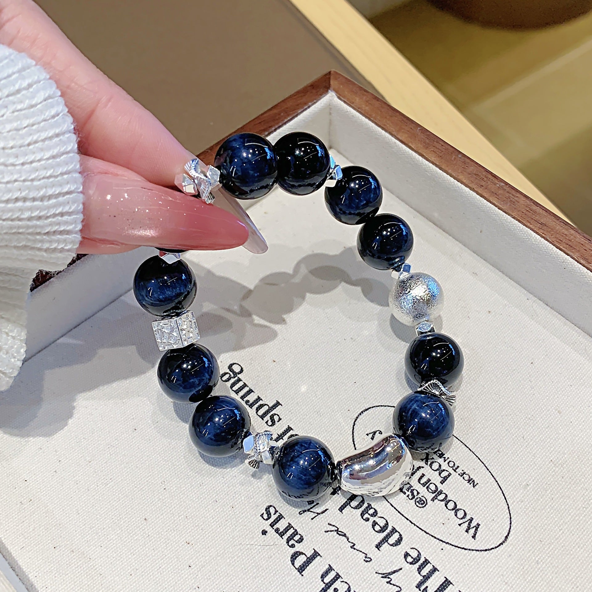 Natural Blue Tiger Eye Crystal Bracelet Cross-border Hot-Selling Christmas Gift Hand Chain New Crystal Jewelry Bracelet