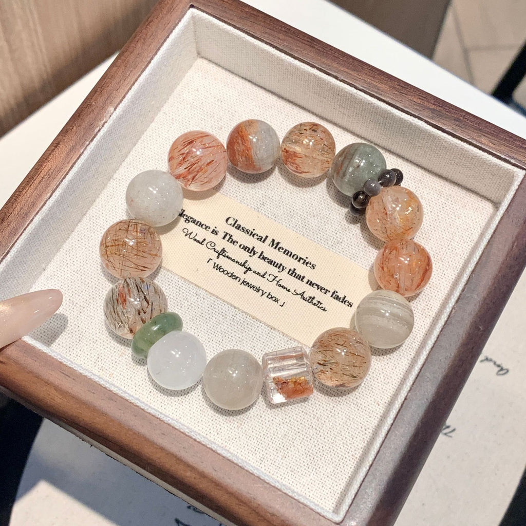 Natural Black Gold Super Seven Bracelet Beaded Jewelry Natural Crystal Bracelet Black Gold Super Seven Crystal Bracelet