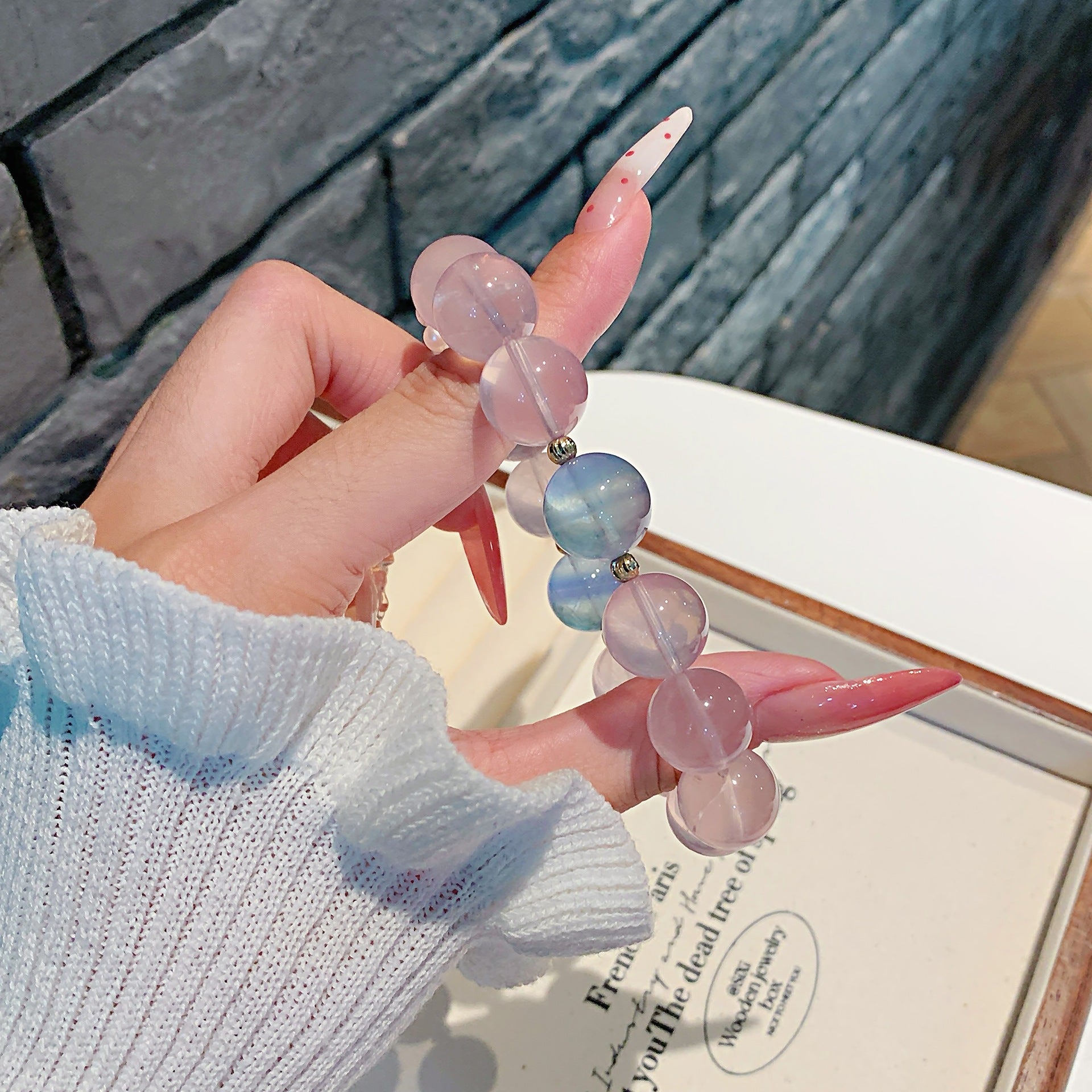 Natural Crystal Multi-Gemstone Bracelet Hot-Selling Jewelry Strawberry Rose Quartz Bracelet Fashion Versatile Style diy Jewelry Bracelet