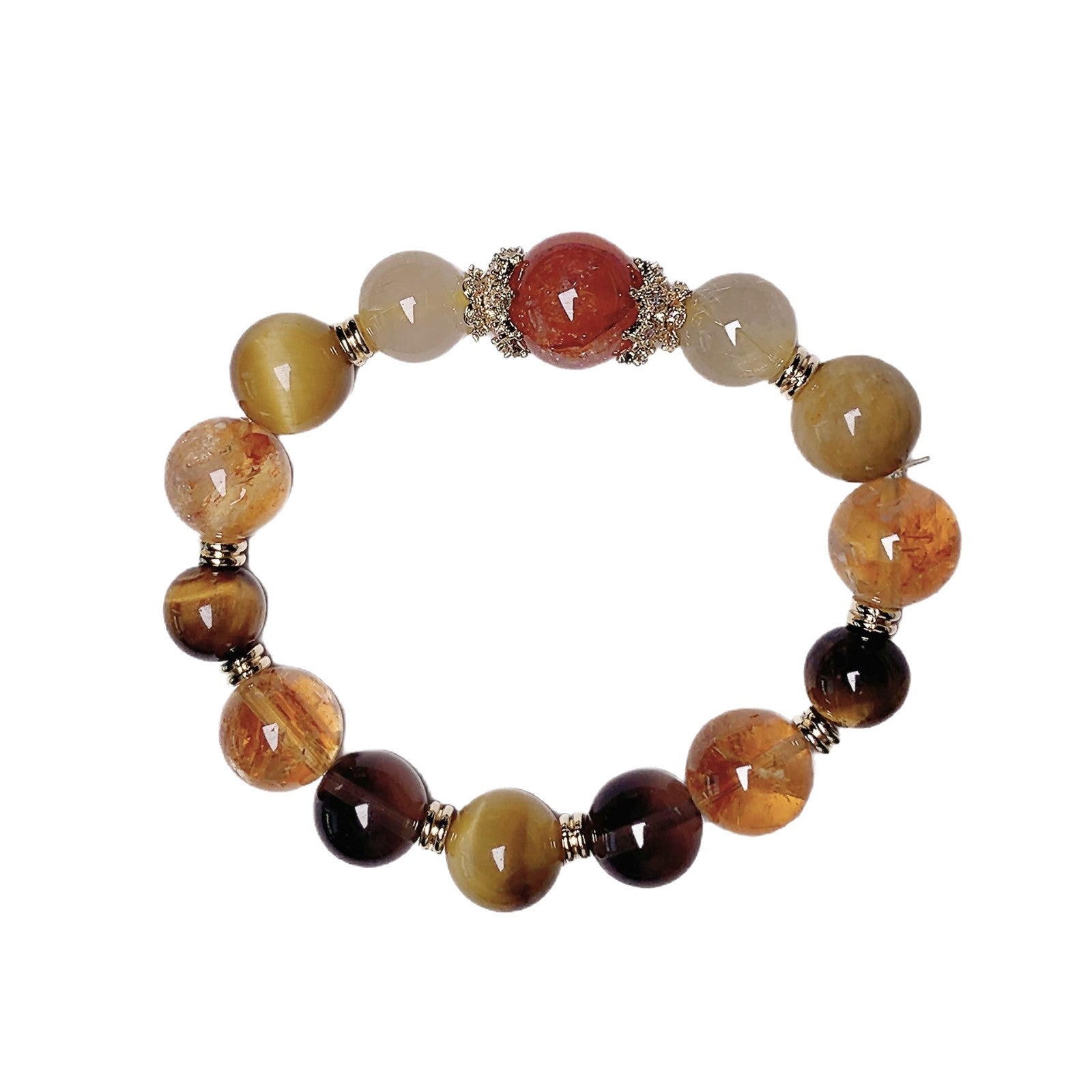 Natural Yellow Pagoda Crystal Men's and Women's Zodiac Year Bracelet Light Luxury Design Bracelet Jewelry Gift Multi-bead Bracelet