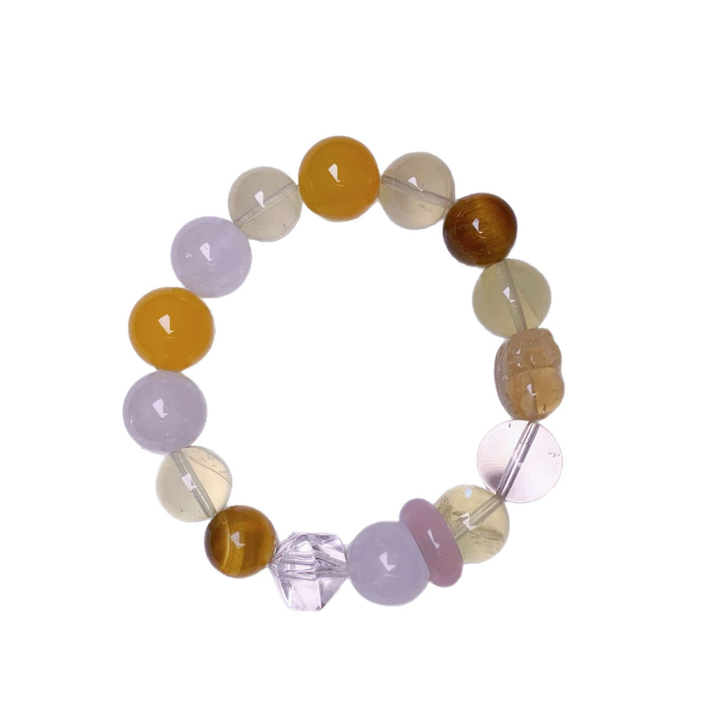 Natural Milk White Crystal Multi-Gem Bracelet Lemon Crystal White Water Original Design Beaded Bracelet Crystal Bracelet Beads