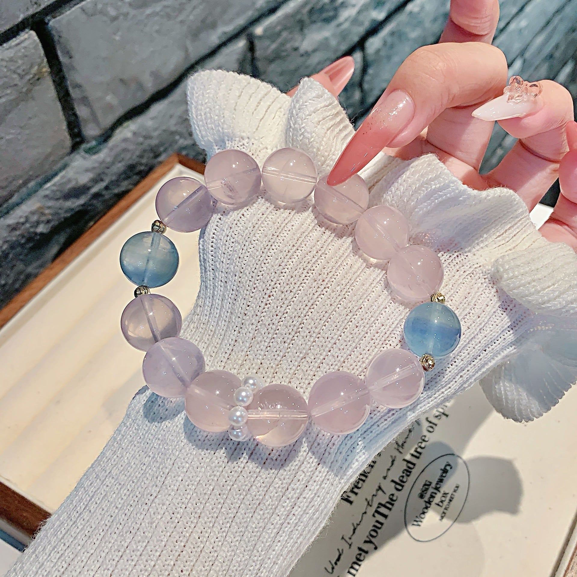 Natural Crystal Multi-Gemstone Bracelet Hot-Selling Jewelry Strawberry Rose Quartz Bracelet Fashion Versatile Style diy Jewelry Bracelet