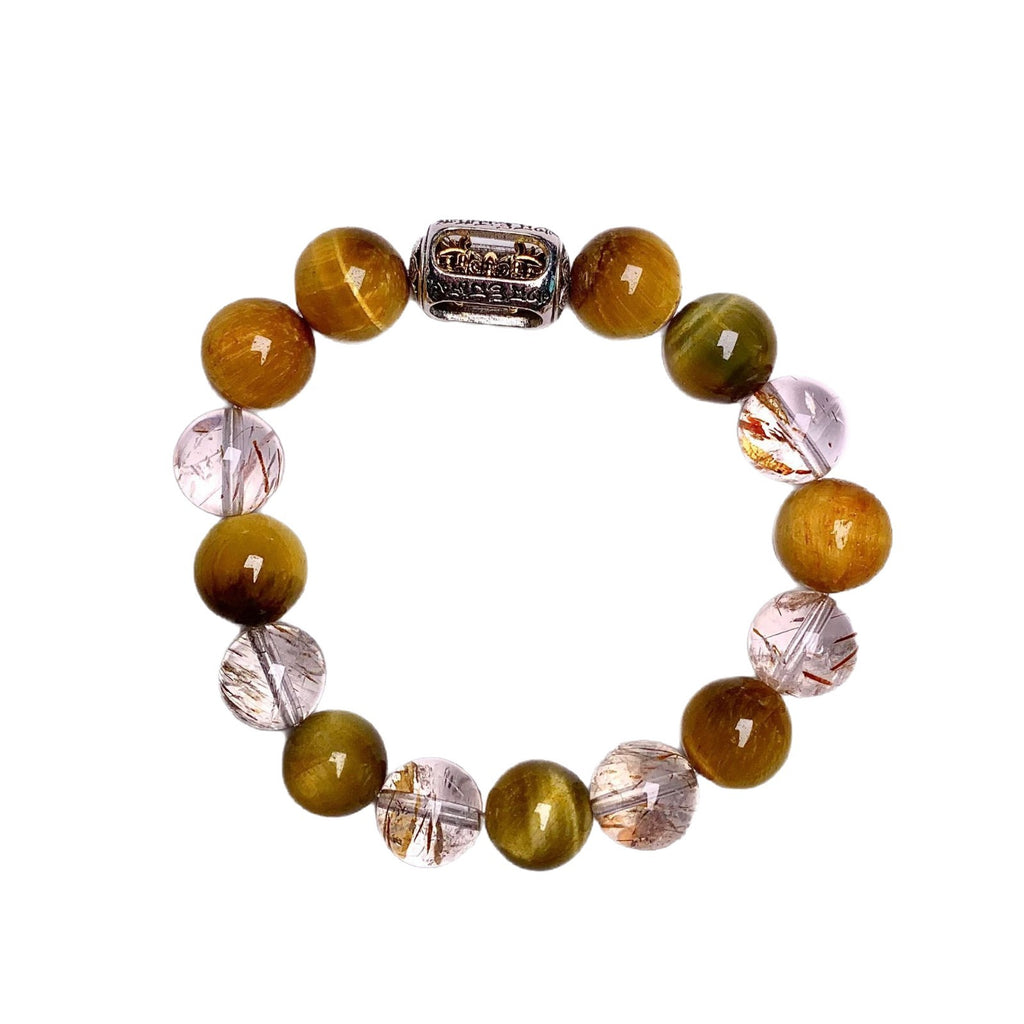 Natural Gold Tiger Eye Crystal Bracelet Fortune-Enhancing Bracelet for Wealth and Prosperity Multi-Gem Bracelet diy Crystal Beads