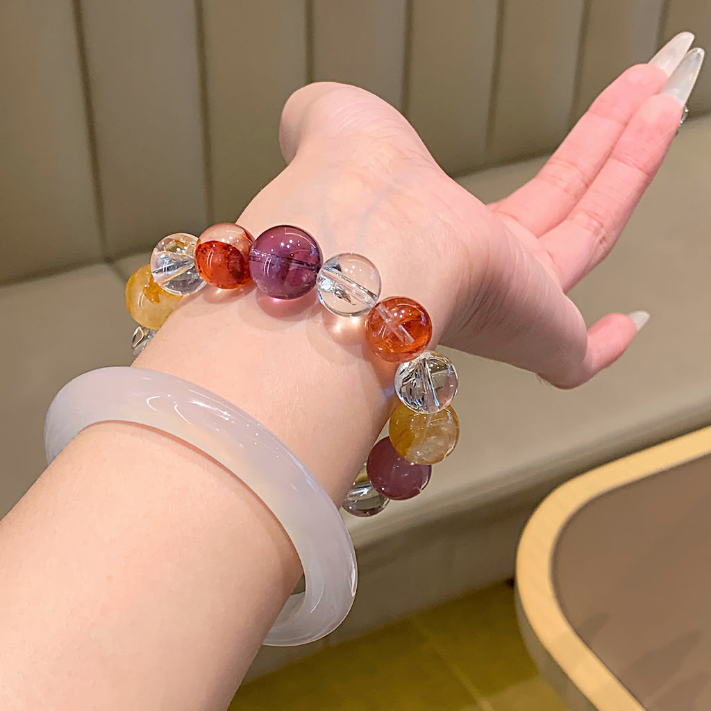 Light Luxury All-Matching2025New Crystal Chain Dopamine Multi-Gemstone Bracelet Original Natural White Assay Crystal Bracelet