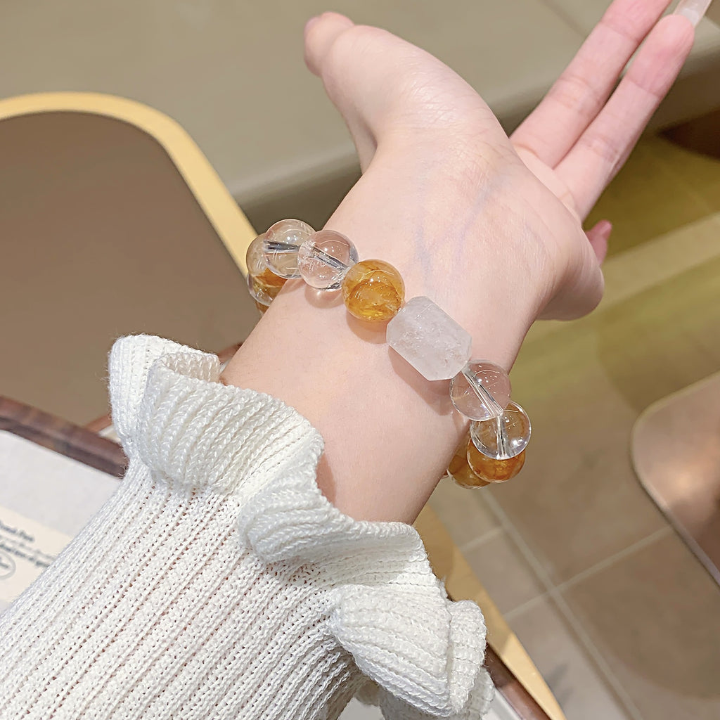 Natural crystal yellow gum flower bracelet for women Original Design Fashion Wealth-Attracting Bracelet Crystal Bracelet