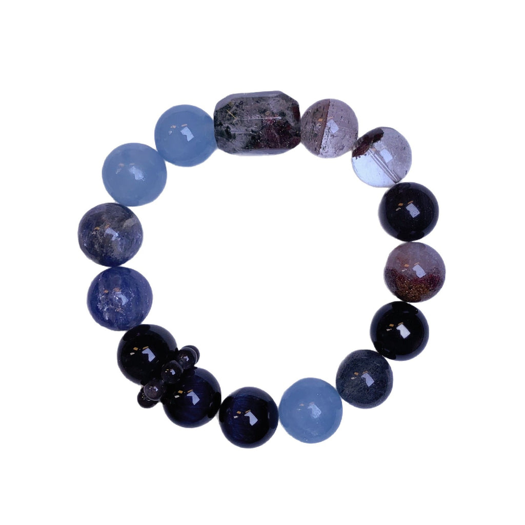 Natural Aquamarine Multi-Gemstone Beaded Bracelet for Women Trendy Personality Aquamarine Bracelet Jewelry Natural Crystal Bracelet