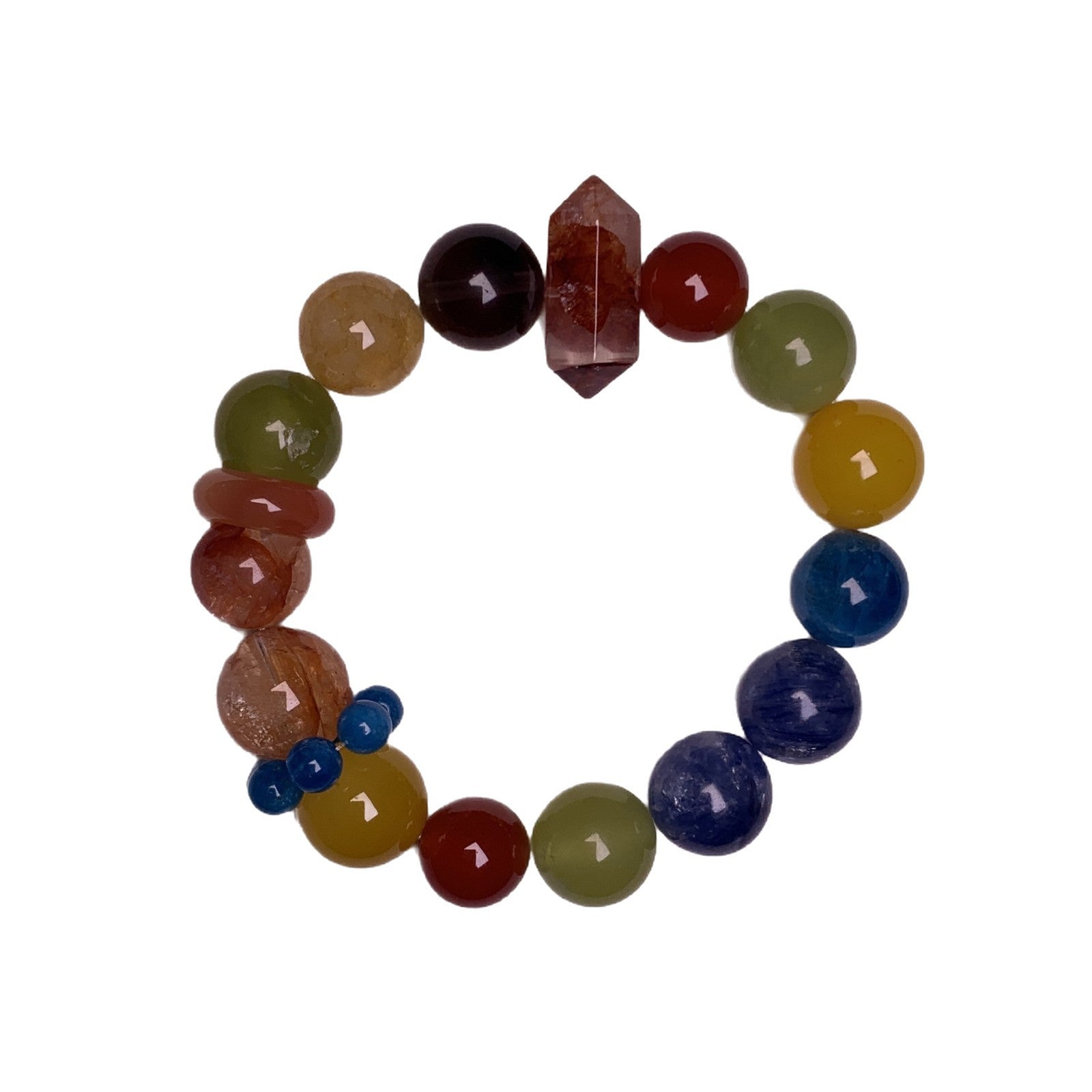 Natural Crystal Multi-Gem Bracelet Bafanglaicai Autumn and Winter Series Blue Kyanite Tea Crystal Black Gold Super Seven Red Glue Flower Bracelet