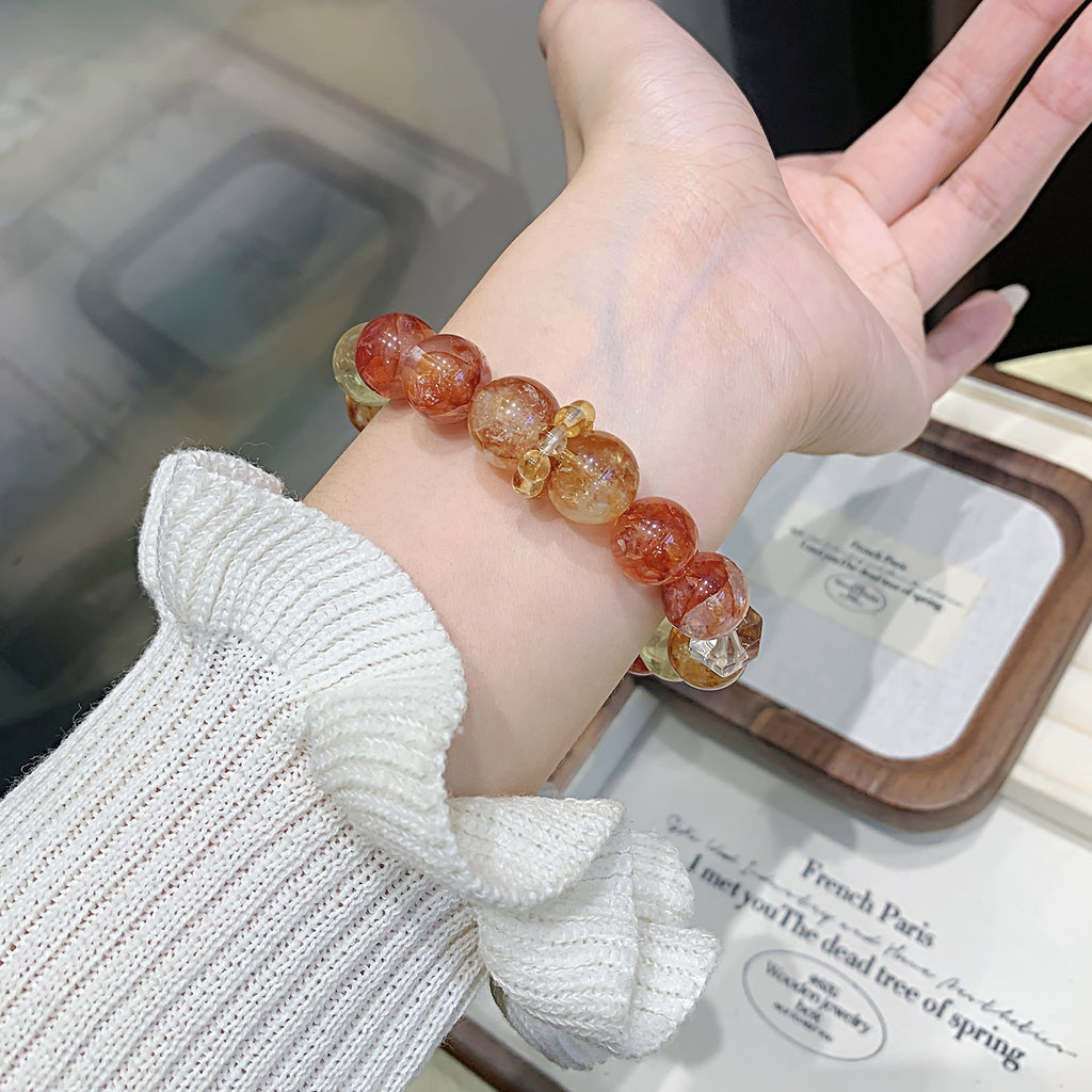 Red Gum Flower Natural Crystal Bracelet Autumn New Multi-Gemstone Crystal Bracelet Hot-Selling Hand Jewelry Crystal Bracelet
