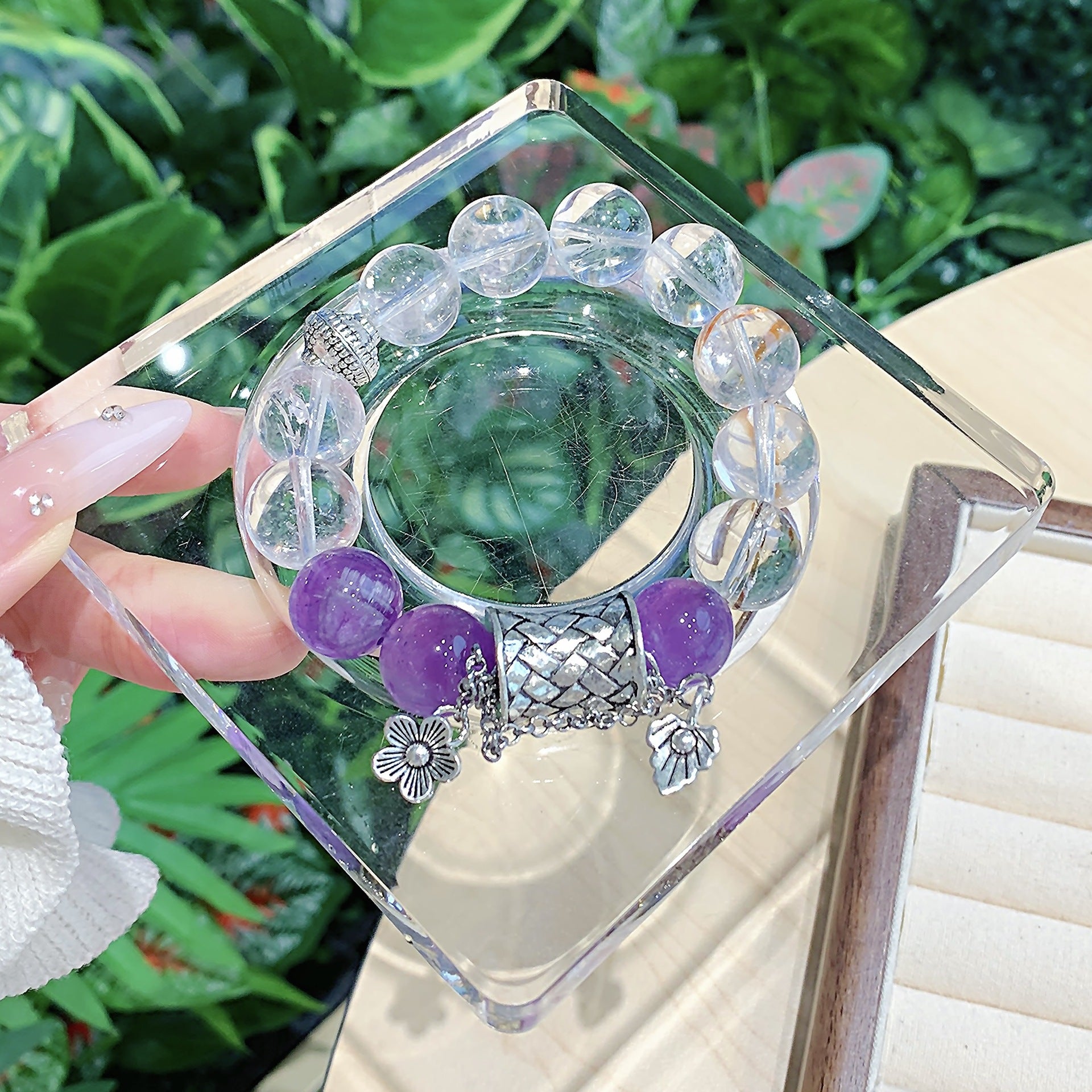 Natural White Crystal Agate Mixed Bracelet Original Design Sweet Style Bracelet High-end Exquisite Jewelry Gift