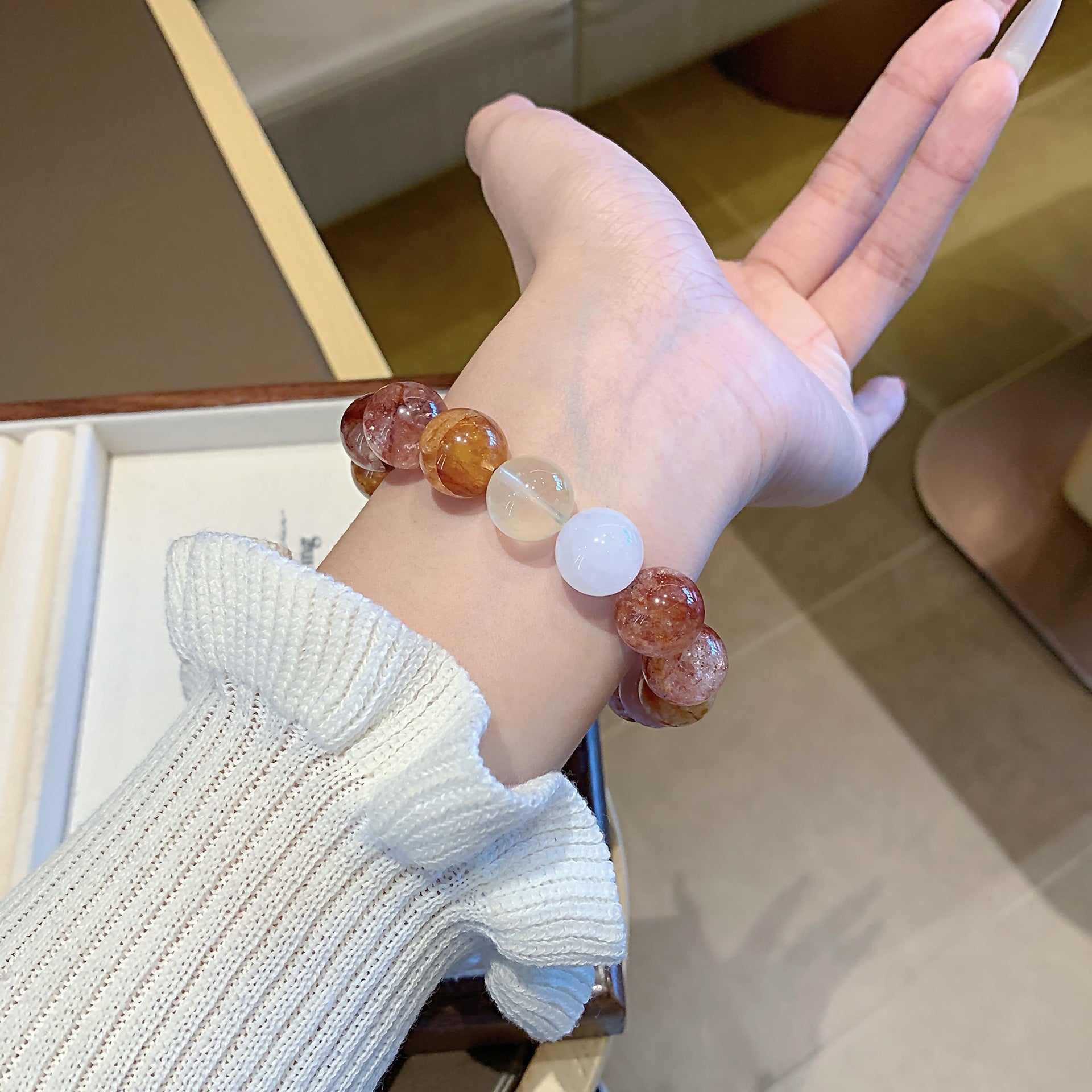 Natural Red Gum Flower Crystal Bracelet Cross-border Hot-Selling Bracelet Jewelry New Bracelet Natural Multi-Gemstone Crystal Bracelet