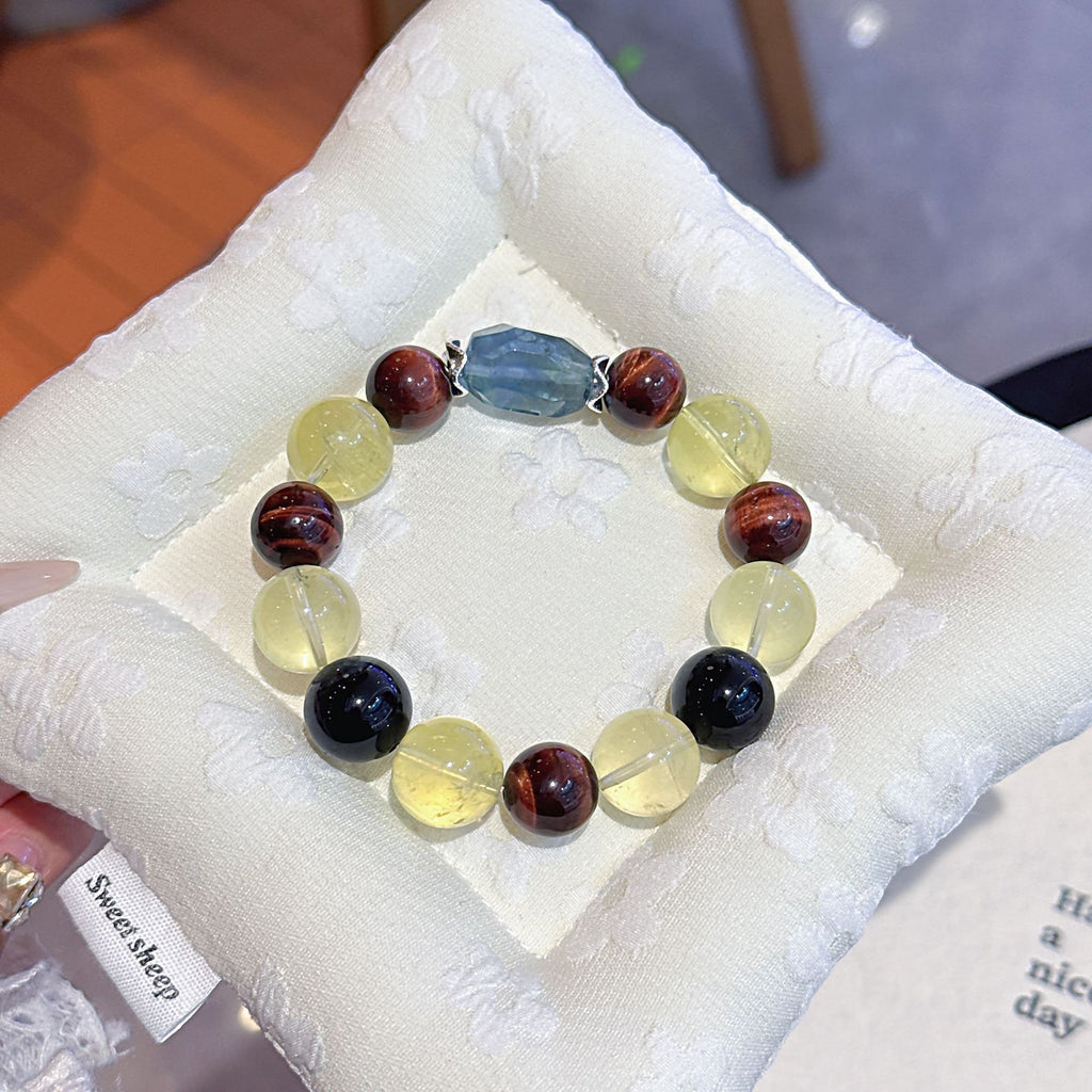 Natural Multi-Gemstone Crystal Bracelet Red Tiger Eye Bracelet Winter Hot-Selling Hand Jewelry Rainbow Multi-Treasure Dopamine Hand Crystal