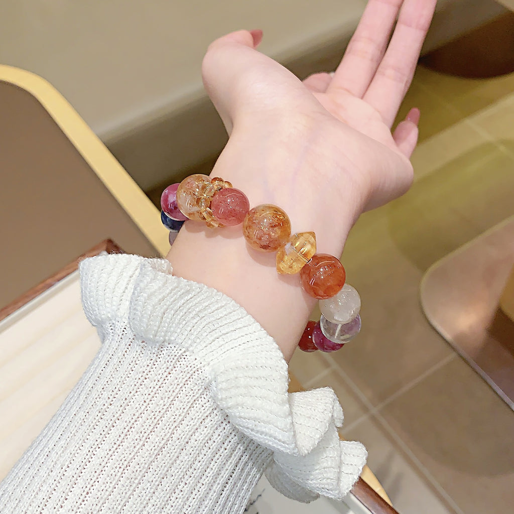 Red Gum Flower Natural Crystal Bracelet Seven Color Series Multi-Gem Crystal Bracelet Hot-Selling Jewelry Crystal Bracelet