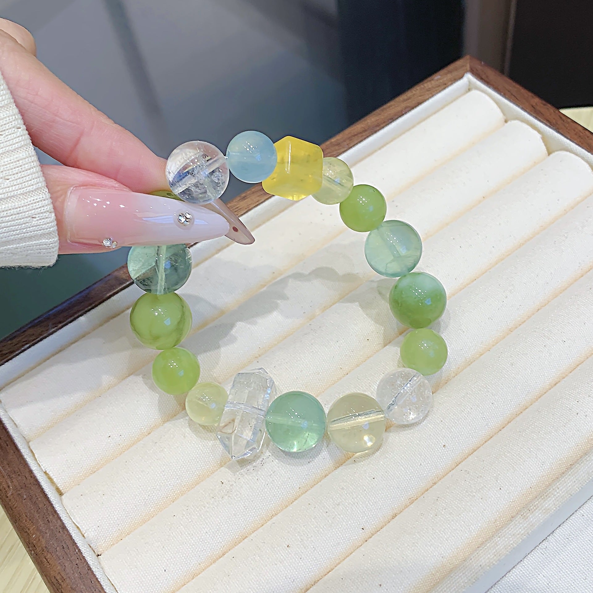 Natural Green Fluorite Single Circle Bracelet Fashion Original Design Women's Bracelet Ketang Wholesale Jewelry Crystal Hand Accessories