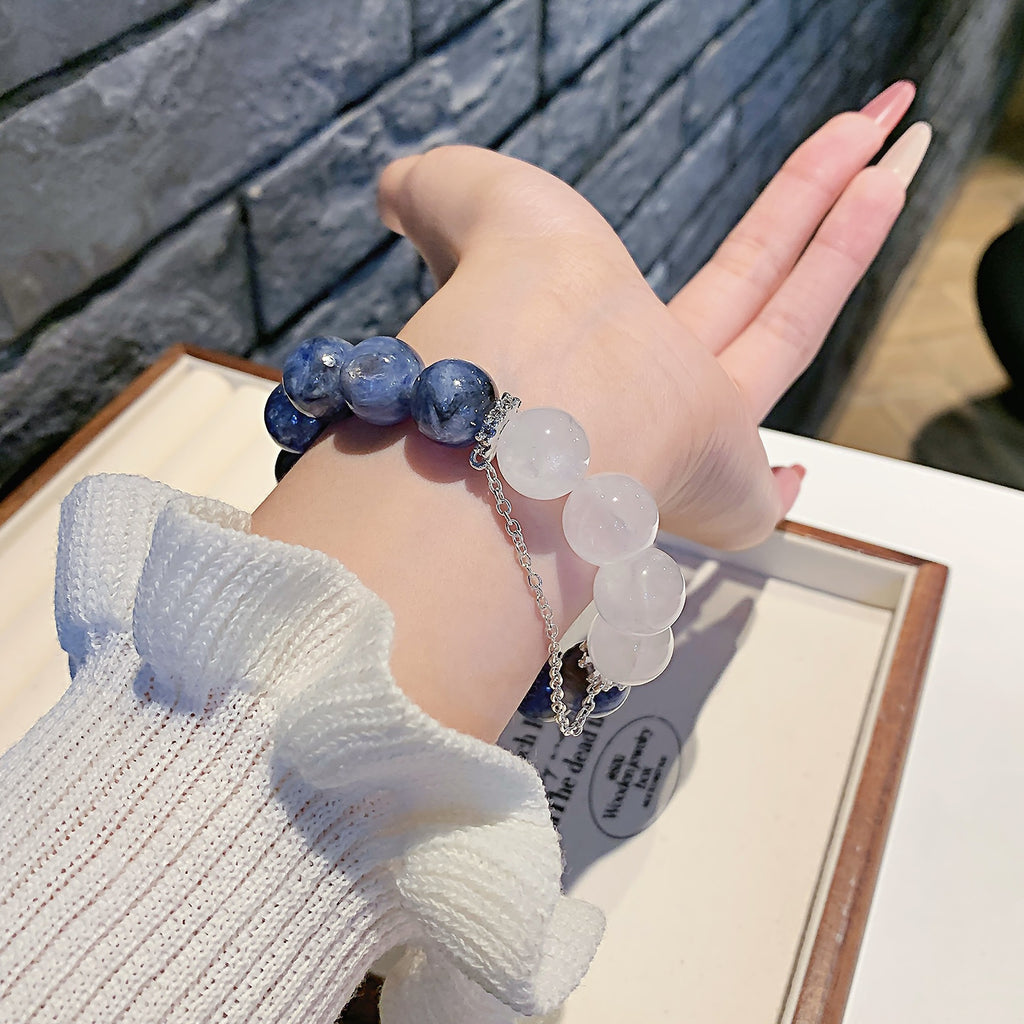 Natural White Phantom Crystal Bracelet Transparent Blue DIY Original Design Crystal Bracelet Bracelet Night Market Stall