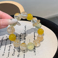 Natural Crystal Bracelet Lemon Quartz White Crystal Yellow Agate Freeform Golden Rutilated Quartz Running Ring Light Luxury Bracelet Crystal Bracelet