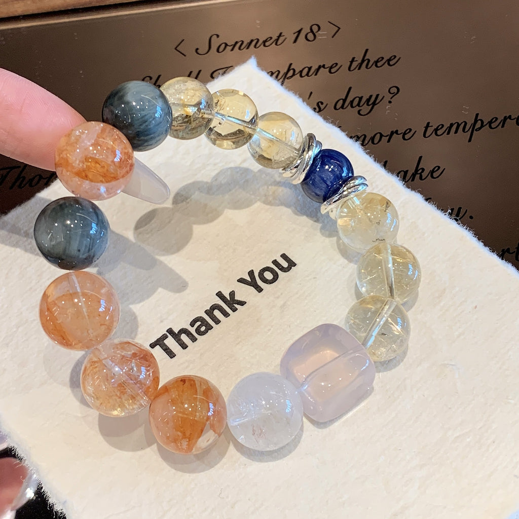 Dopamine Candy Color Duobao Crystal Bracelet Original Design Red Gum Flower Hand Jewelry String Natural Crystal Hand