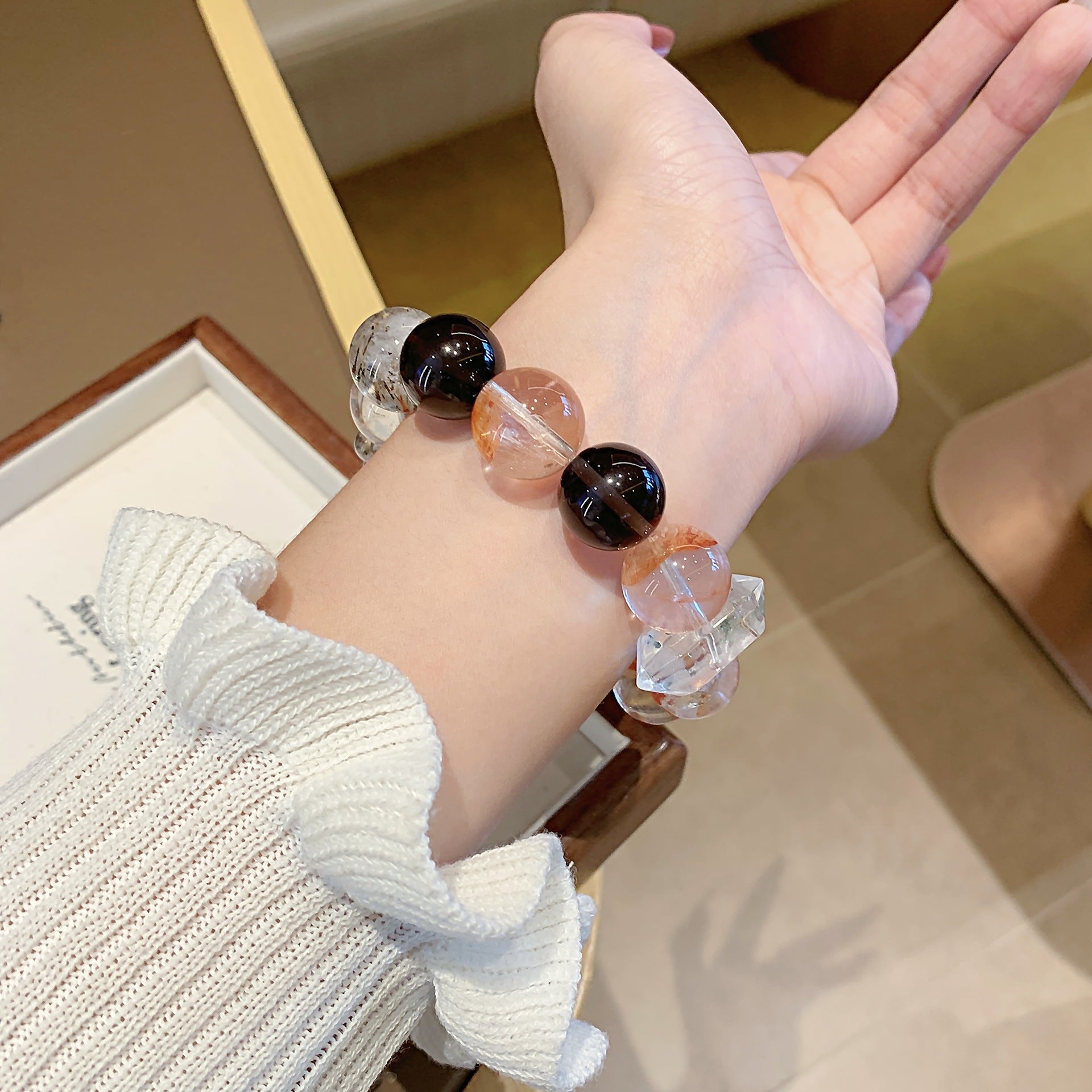 Natural Crystal Bracelet Original Design Jewelry Bracelet Hot-Selling Hand Jewelry Wholesale Red Gum Flower Crystal Bracelet diy