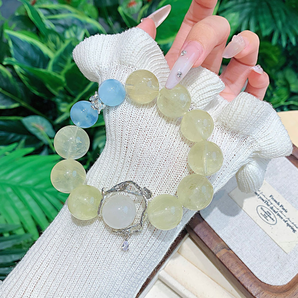 Natural High-Quality Lemon Quartz Bracelet Original diy Style Ketang Crystal Wholesale Xiaohongshu TikTok Live Streaming Hot Item