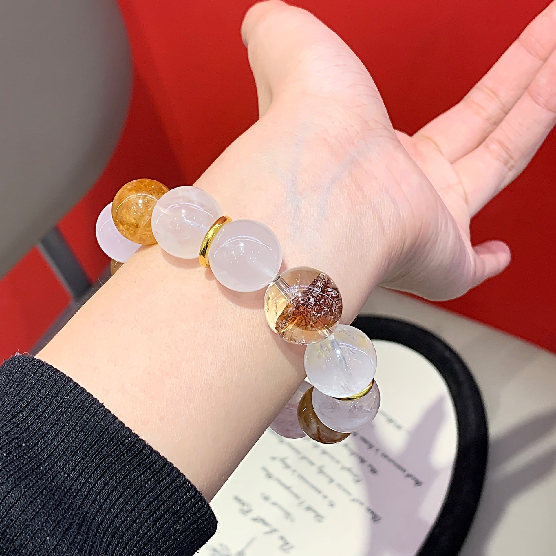 Natural Crystal Bracelet Natural Crystal Bracelet Cross-border hot Handmade Beaded Jewelry Yellow Gum Flower Multi-Gem Crystal Bracelet