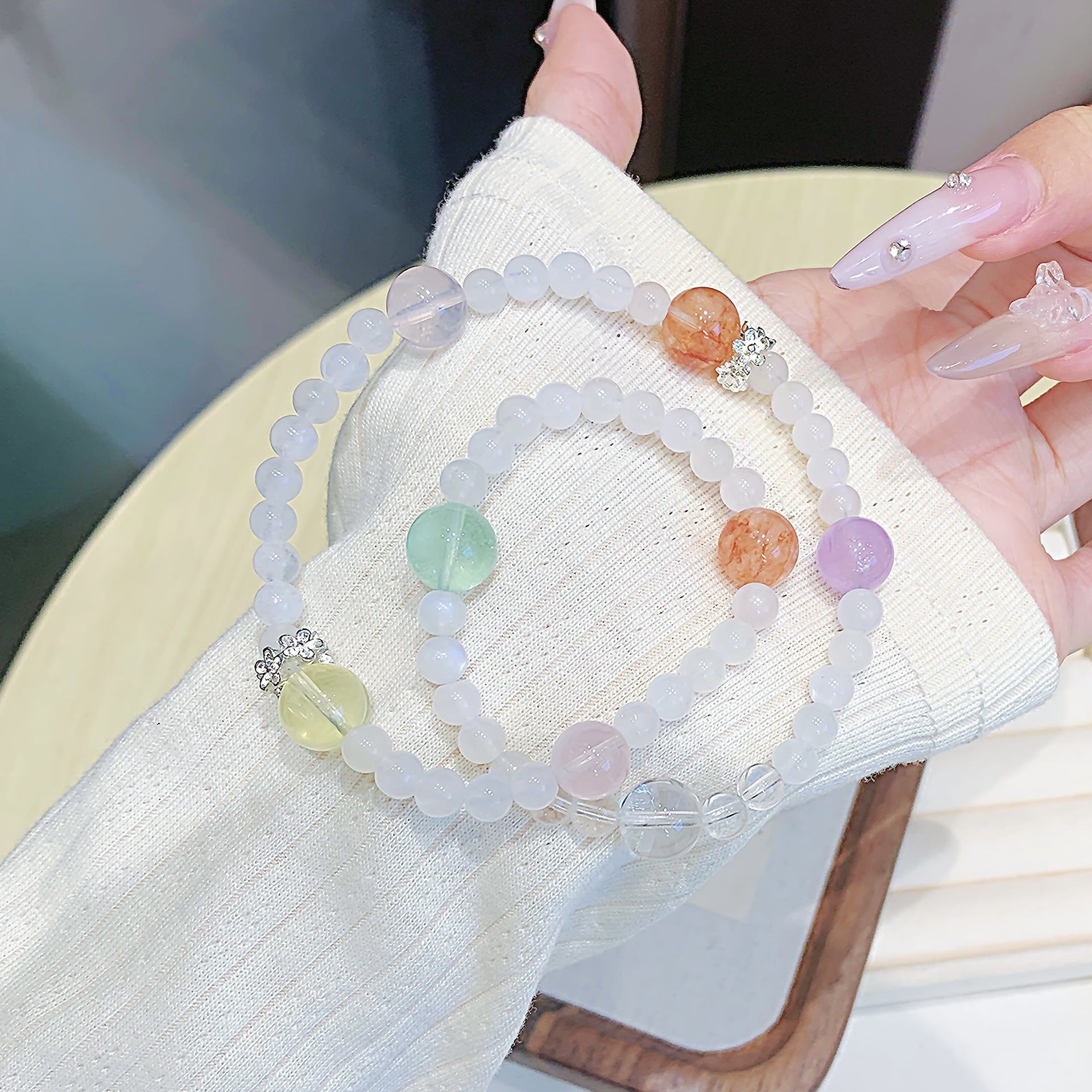 Cross-border Hot-Selling Jewelry Bracelet Red Rubber Flower Crystal Bracelet diy Jewelry for Women, Light Luxury Style, High-End Handmade