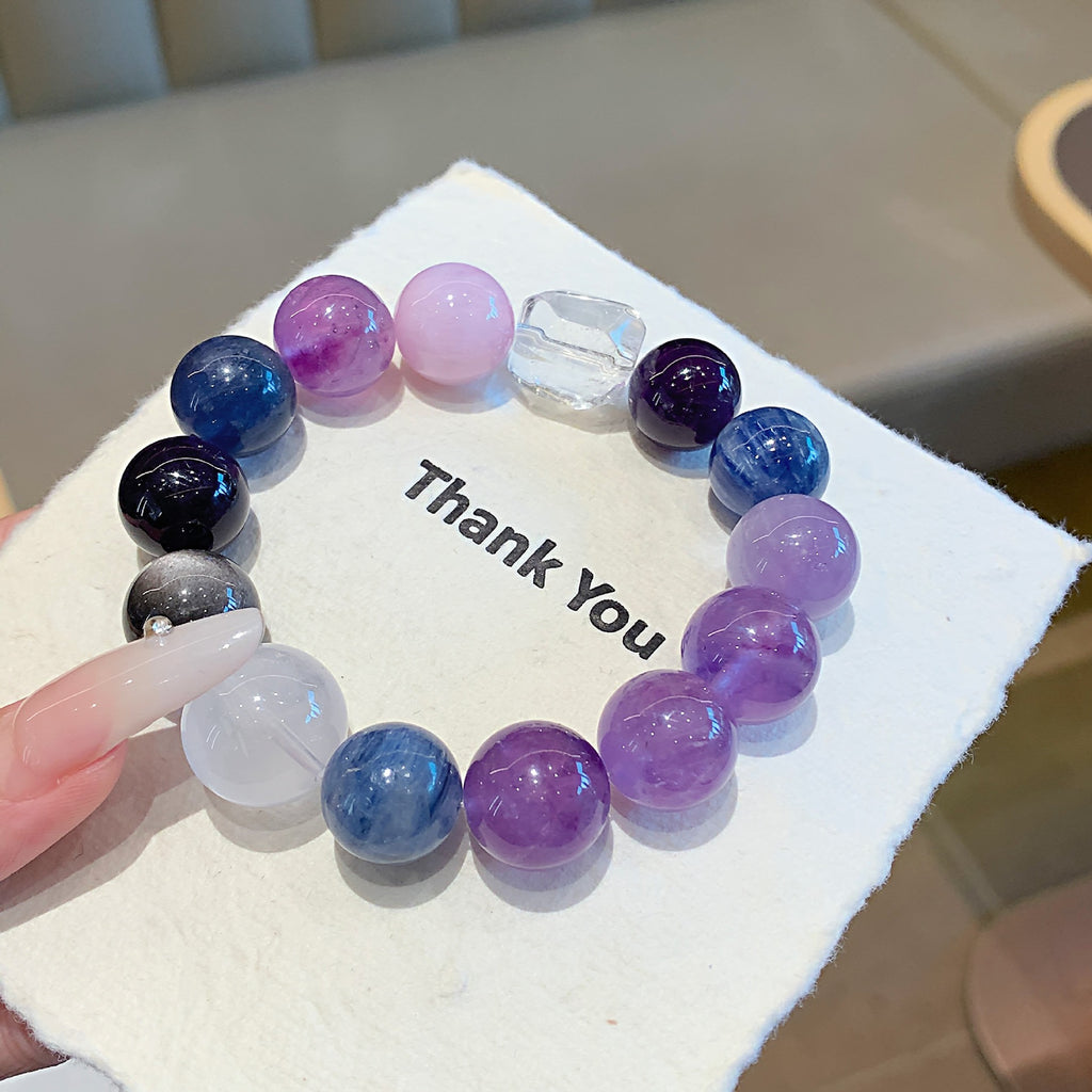 Kyanite Crystal Bracelet diy Paired with Purple Mica Natural Crystal Hand Jewelry String Hot Style Accessories Crystal Bracelet
