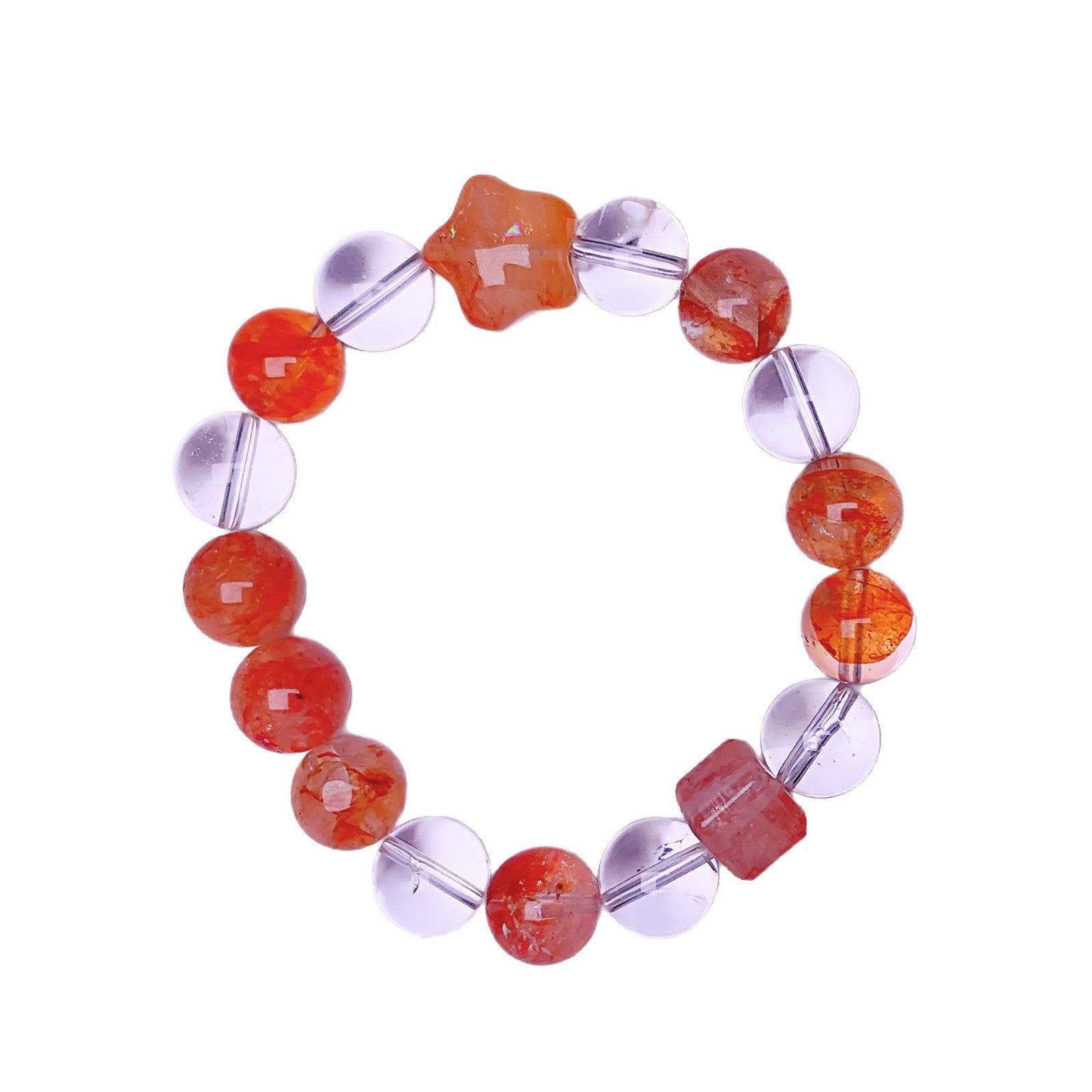 Natural Crystal Multi-Gemstone Bracelet Red Gum Flower with White Crystal Design Luxury High-End Bracelet Crystal Bracelet