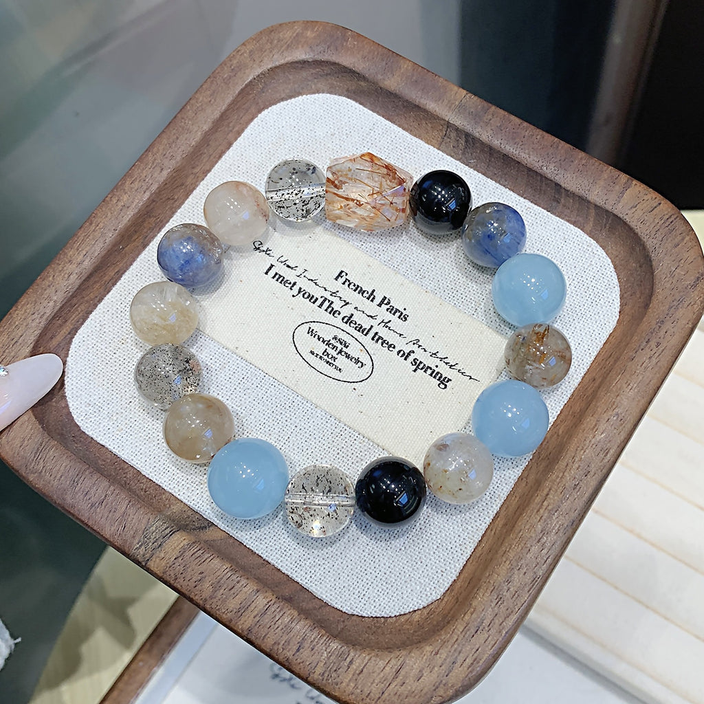 Natural Crystal Bracelet Aquamarine Series Multi-Gemstone Crystal Strand Hot-Selling Accessories diy Aquamarine Crystal Bracelet