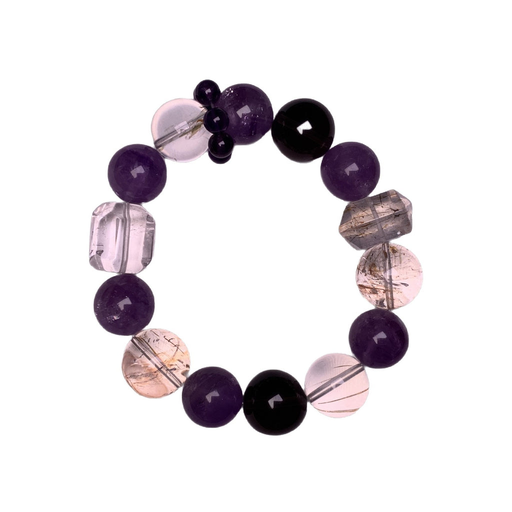 Natural Multi-Gemstone Crystal Bracelet Black Gold Super Bracelet Winter Hot Style Hand Jewelry Rainbow Multi-Treasure Dopamine Hand Crystal
