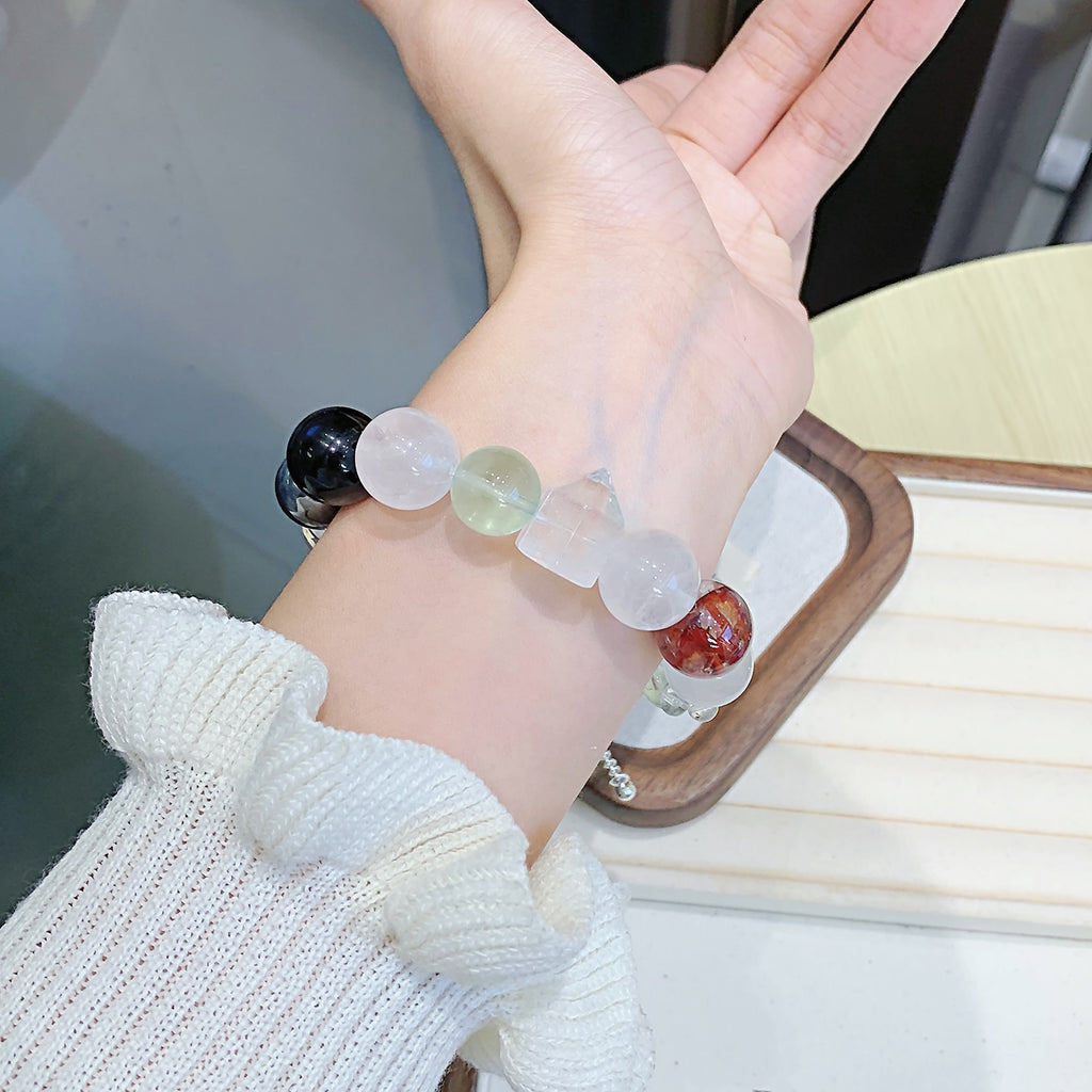 Natural Red Gum Flower Crystal Bracelet diy Red Glue Flower Loose Beads Factory Wholesale Red Gum Flower Natural Crystal Bracelet