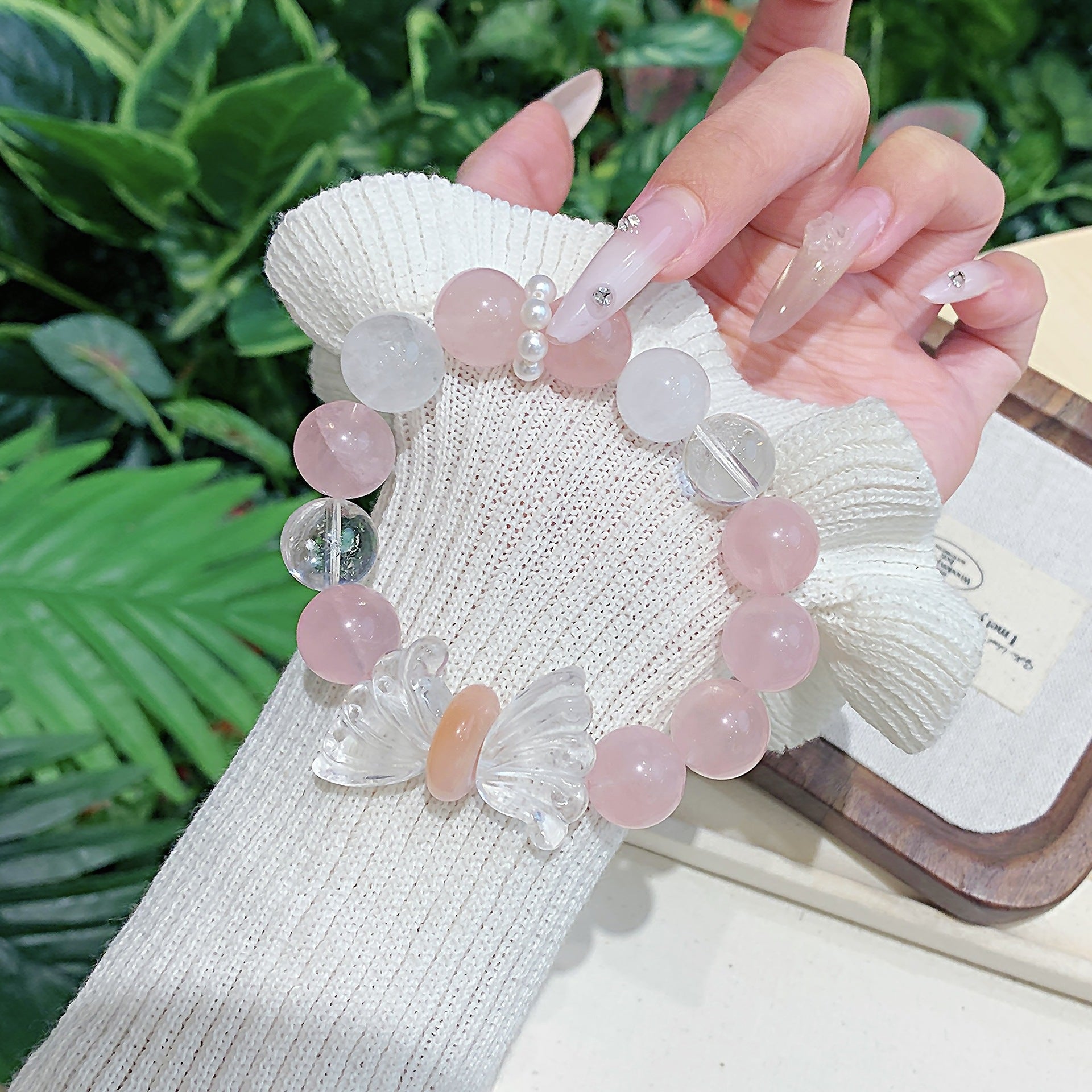 High-quality Natural Rose Quartz Girl Bracelet Original Design Niche Light Luxury Style Gift Bracelet Ketang Jewelry Factory