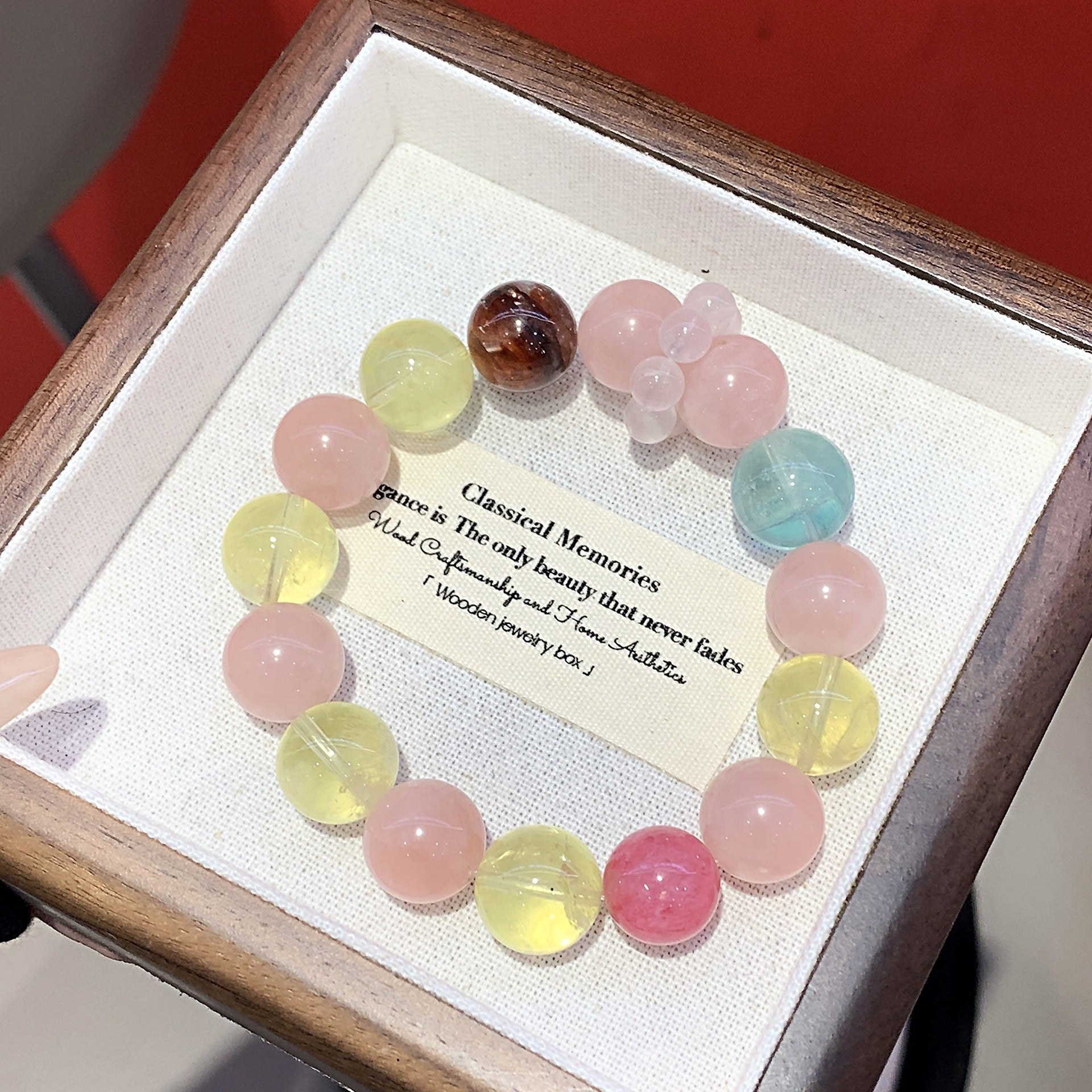 Pink Crystal Bracelet Female Peach Blossom Crystal Bracelet Gift for Best Friend's Birthday Pink Quartz Bracelet Rose Quartz Multi-Gemstone Bracelet