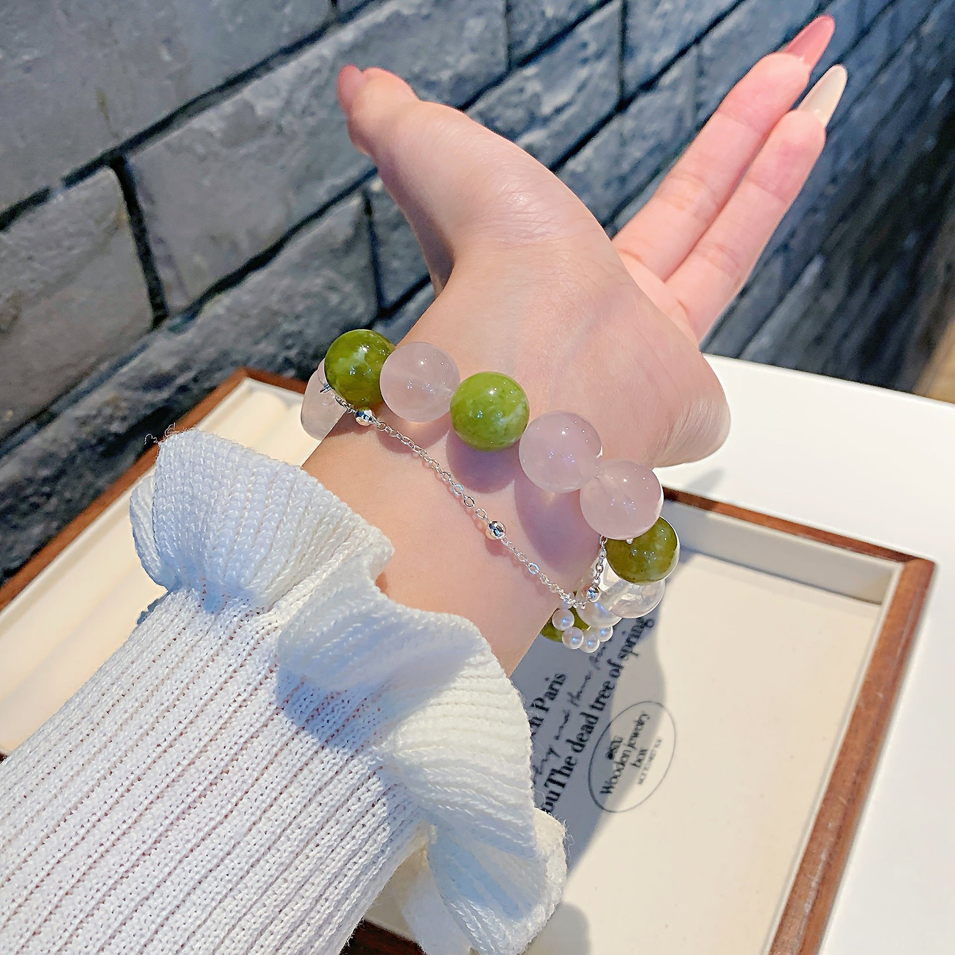 Natural Xiuyan Jade Jewelry Crystal Bracelet Fortune-Attracting Wealth Peach Blossom Lucky Bead Bracelet Gift for Women Wholesale Handmade Jewelry Strings