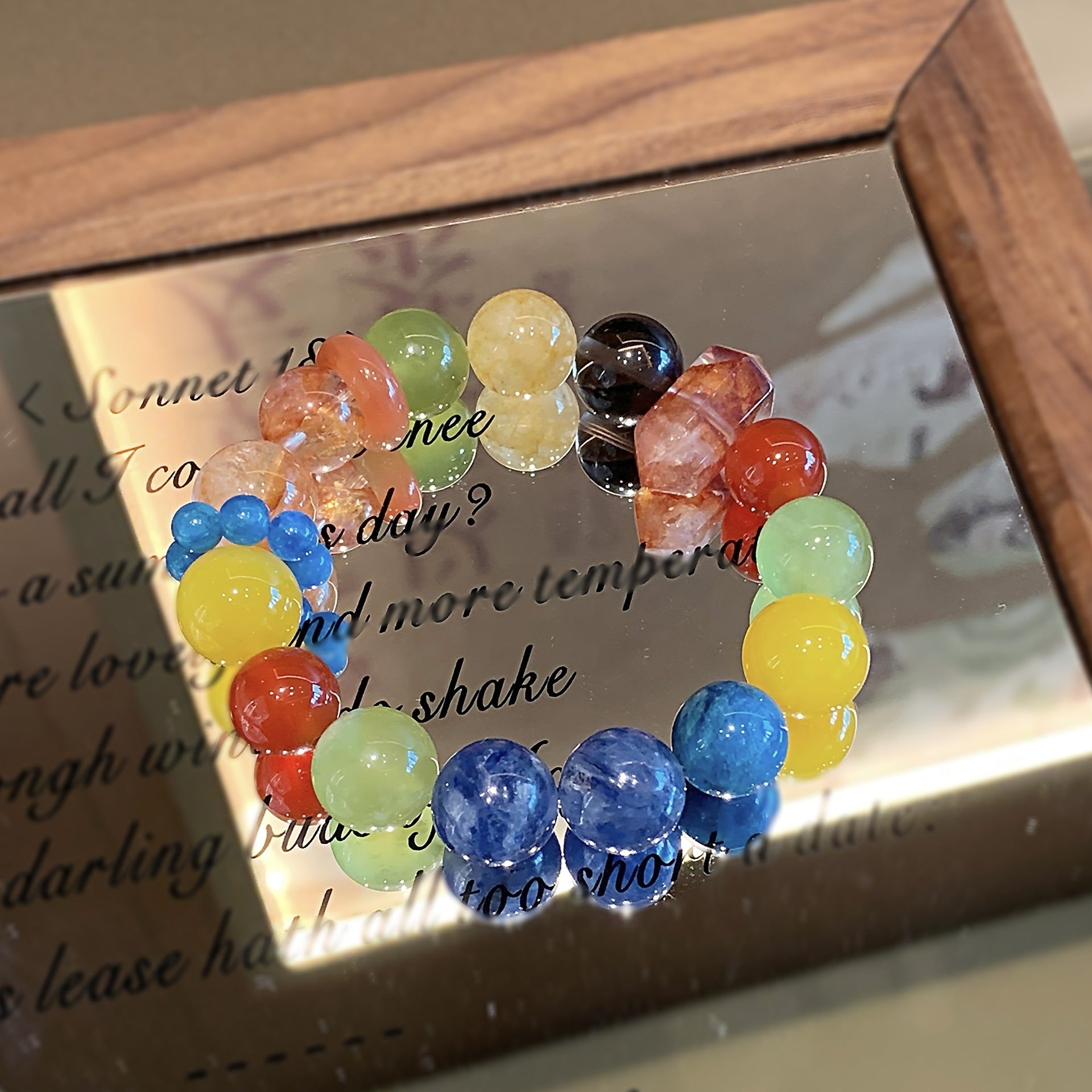 Natural Crystal Multi-Gem Bracelet Bafanglaicai Autumn and Winter Series Blue Kyanite Tea Crystal Black Gold Super Seven Red Glue Flower Bracelet
