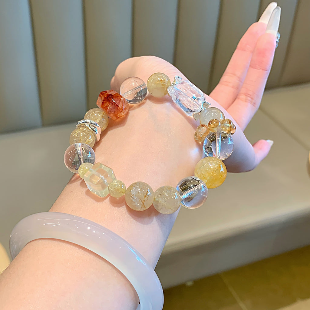 Natural Crystal Bracelet Jewelry Original Design Autumn New Crystal Bracelet Yellow Gum Flower Natural Crystal Bracelet