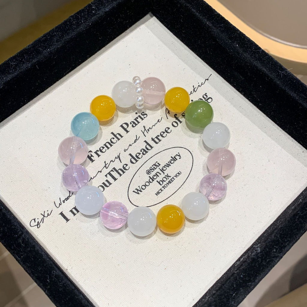 Natural Crystal Bracelet Jewelry Cross-border New Jewelry Bracelet Multi-gem Bracelet Natural Pink Crystal Bracelet